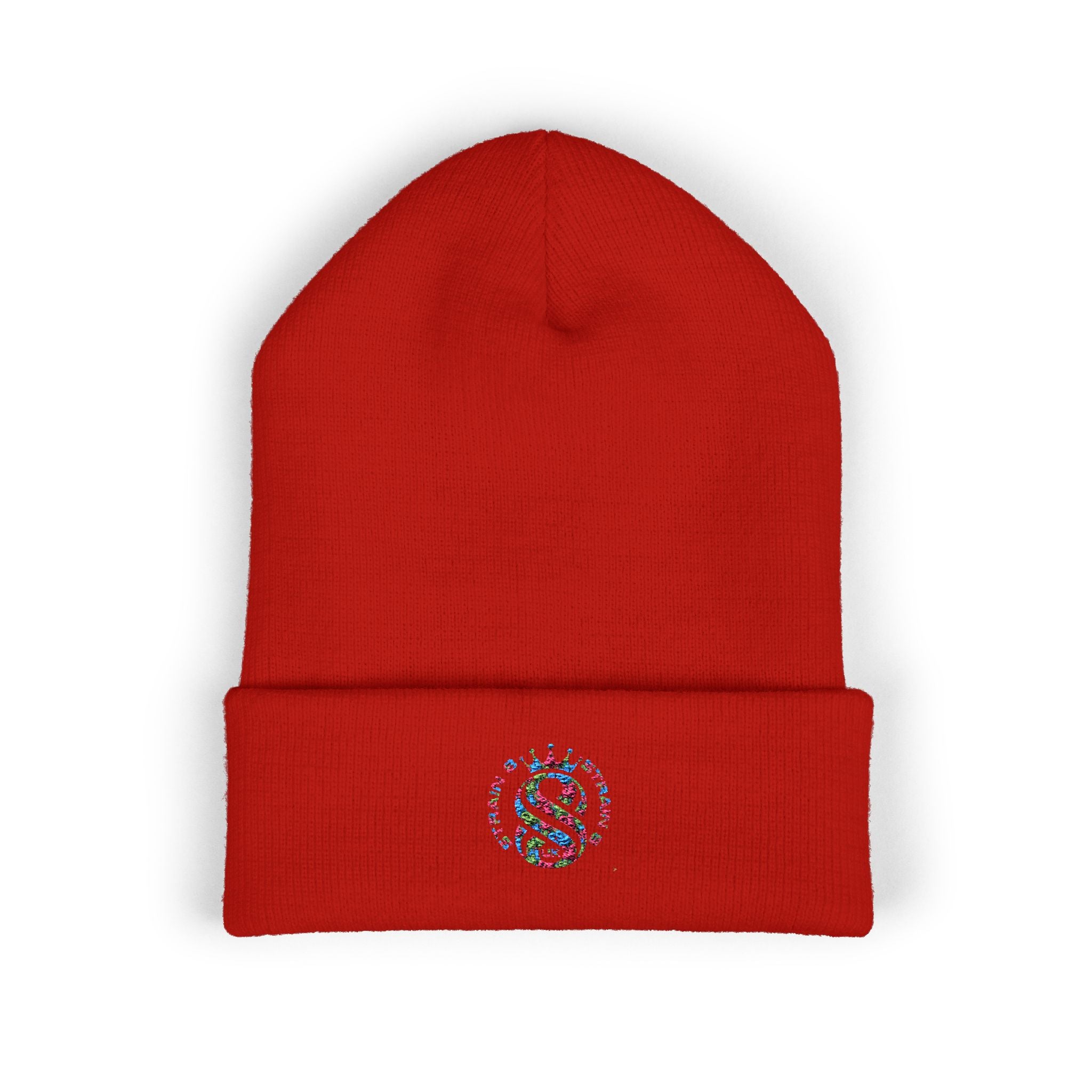 Embroidered Graffiti S8-UK Logo Cuffed Beanie — Cozy Knit Winter Hat