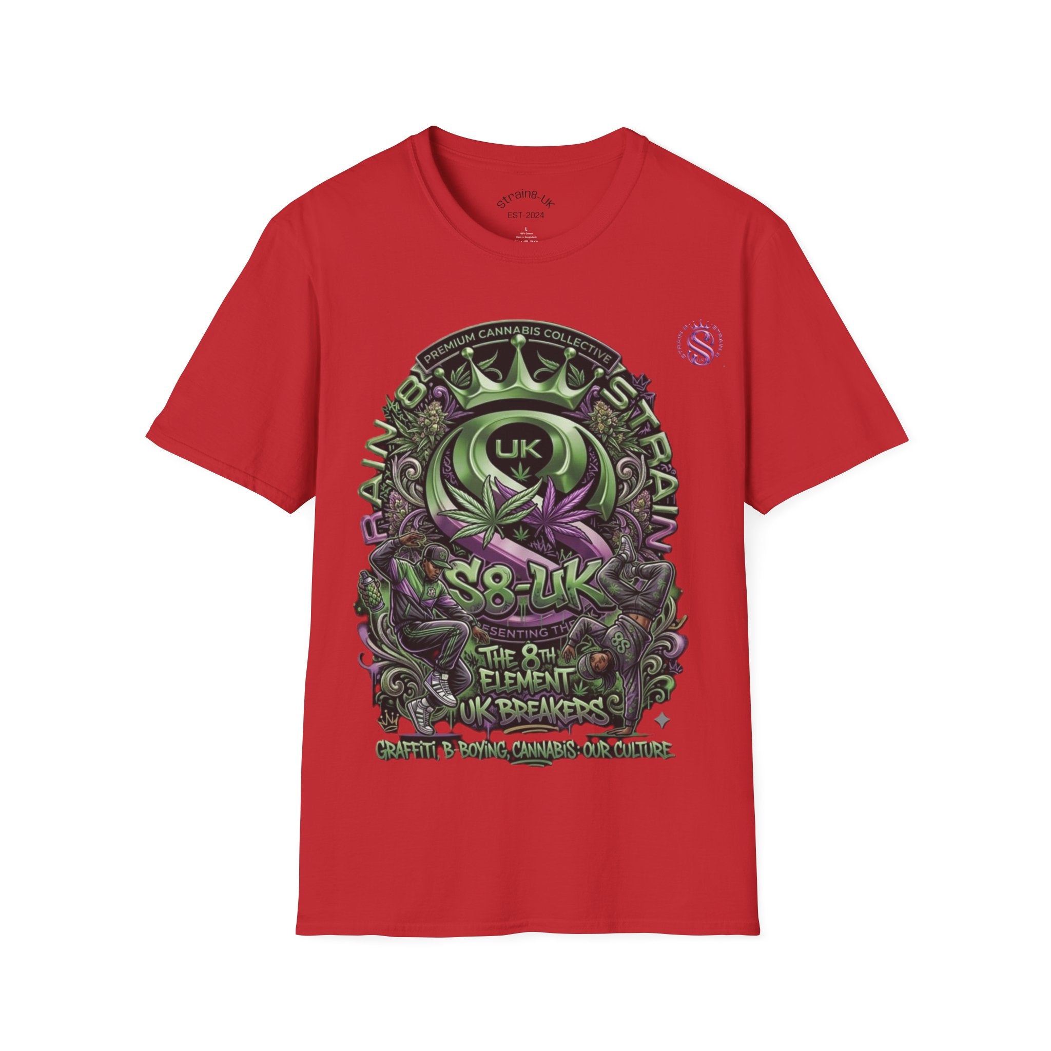 Strain8-UK Graffiti Cannabis/B-Boy Themed '8th Element' Graphic T-Shirt