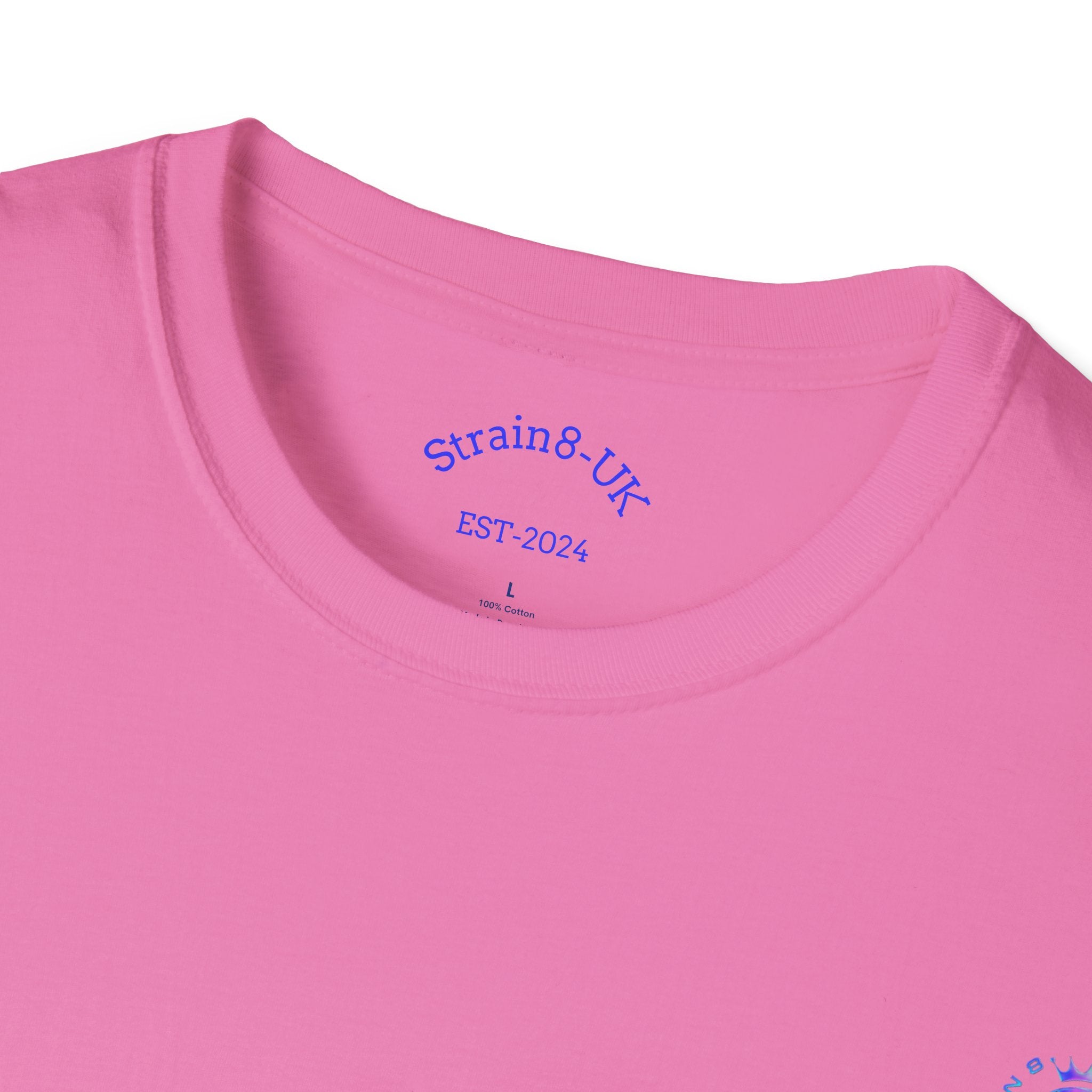 Strain8-UK Logo T-Shirt — Small Embroidered Globe Tee, THE LOGO LINE........
