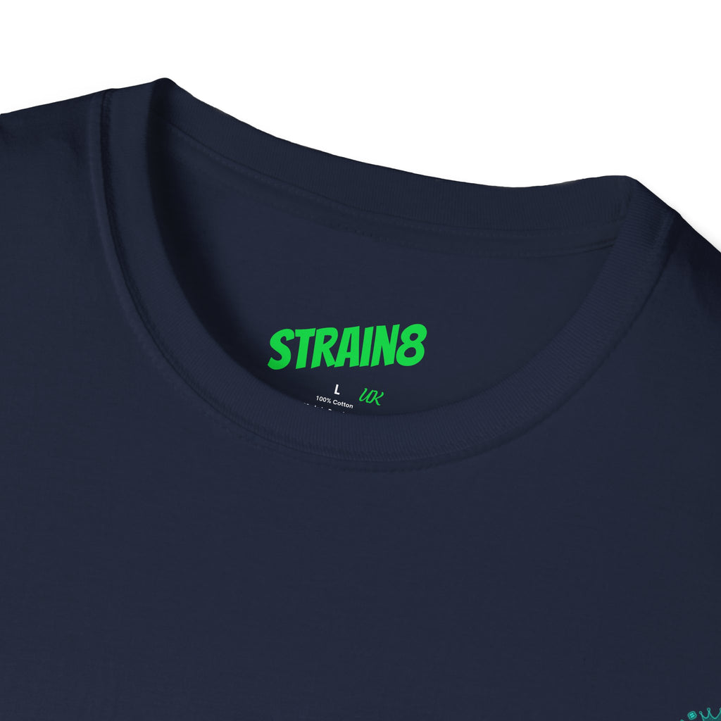 Minimal White T‑Shirt with Small Strain8-UK Chest Emblem — Classic Casual Tee
