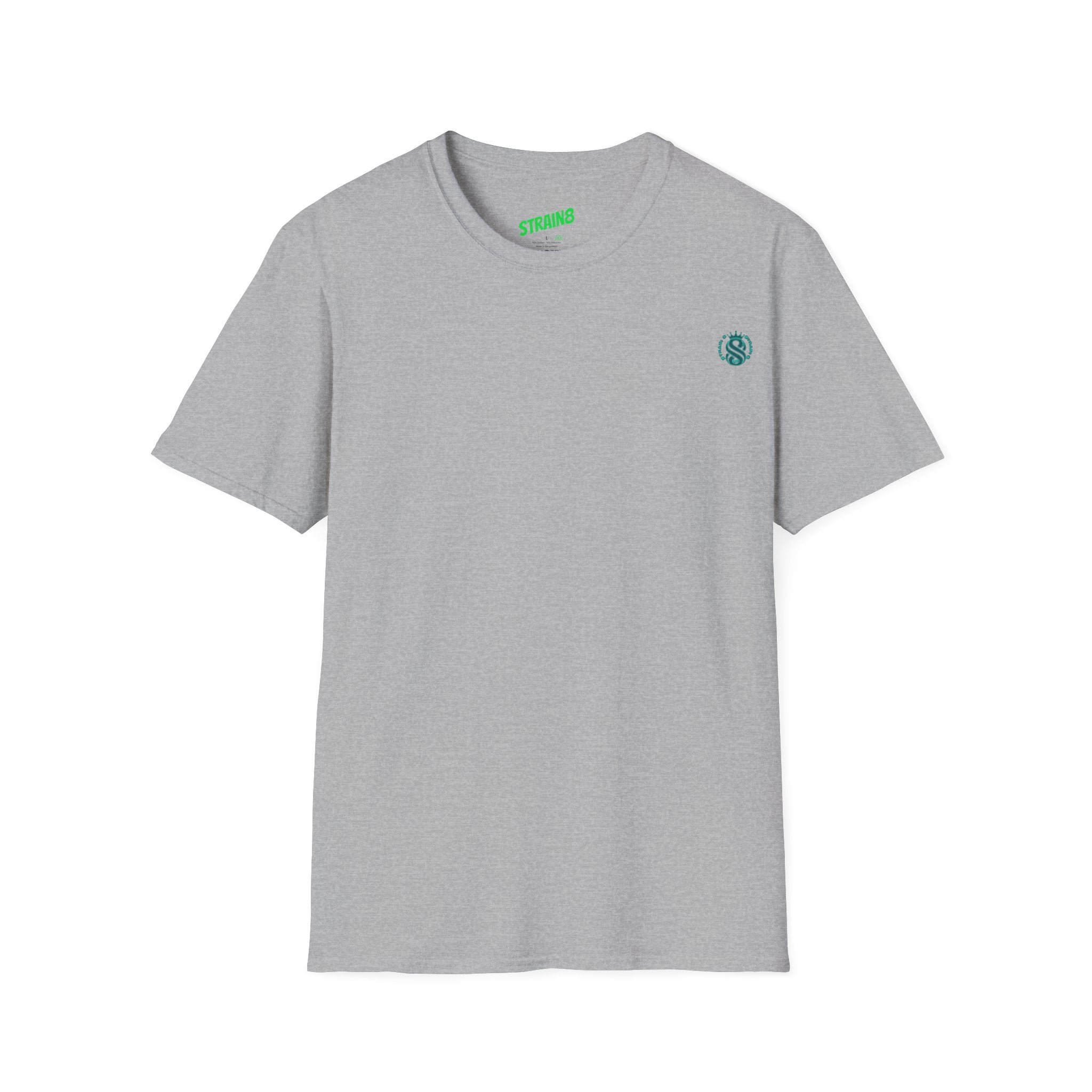 Minimal White T‑Shirt with Small Strain8-UK Chest Emblem — Classic Casual Tee