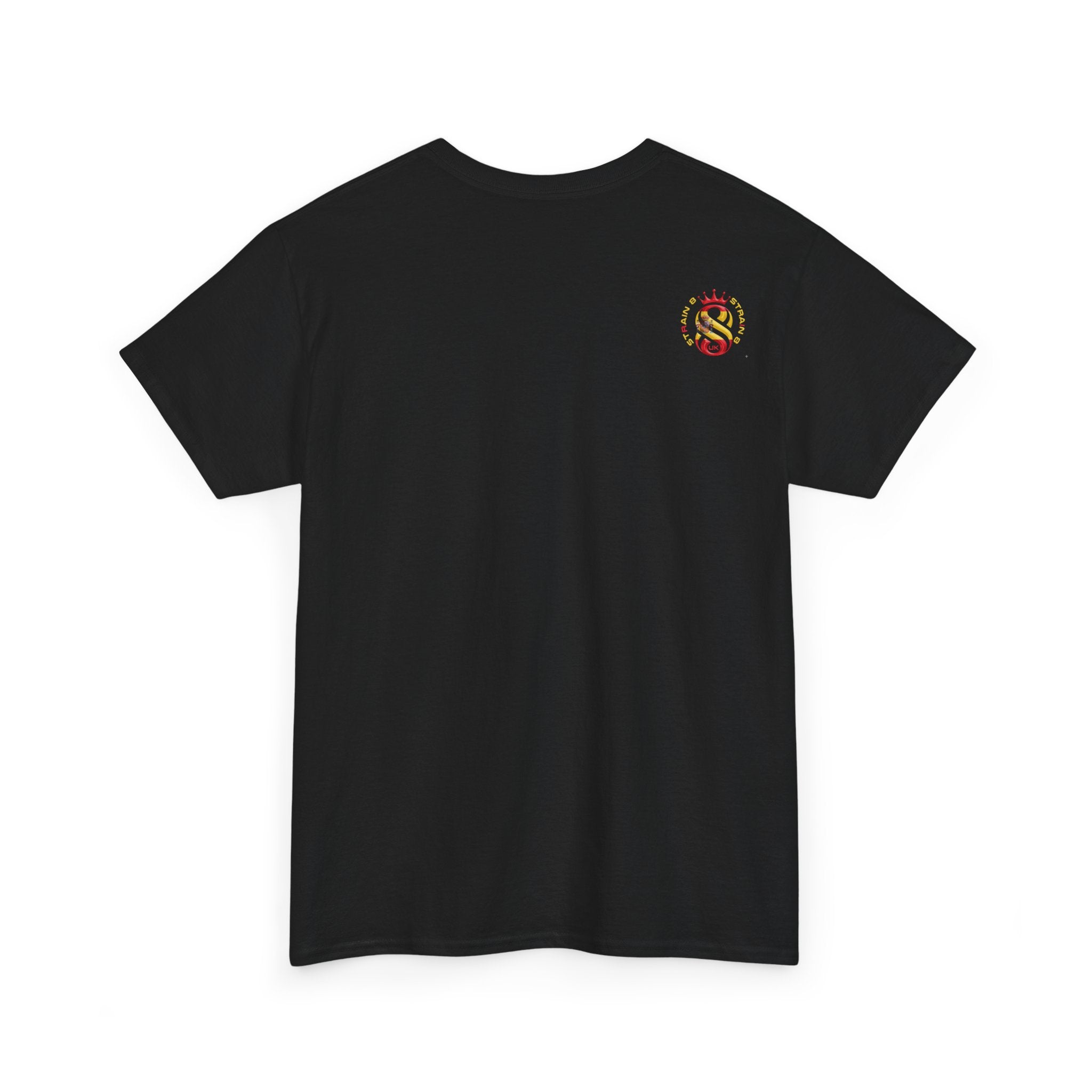 Strain8-UK Dreams 2024 St george cross & spanish flag original logo Tee — Graphic Band Tour Style T‑Shirt