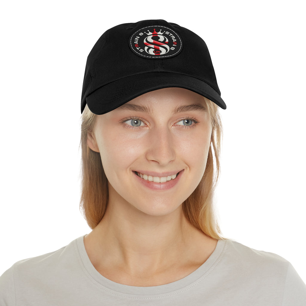 Leather Patch Dad Hat — Round Strain8-UK Cap for Casual Streetwear