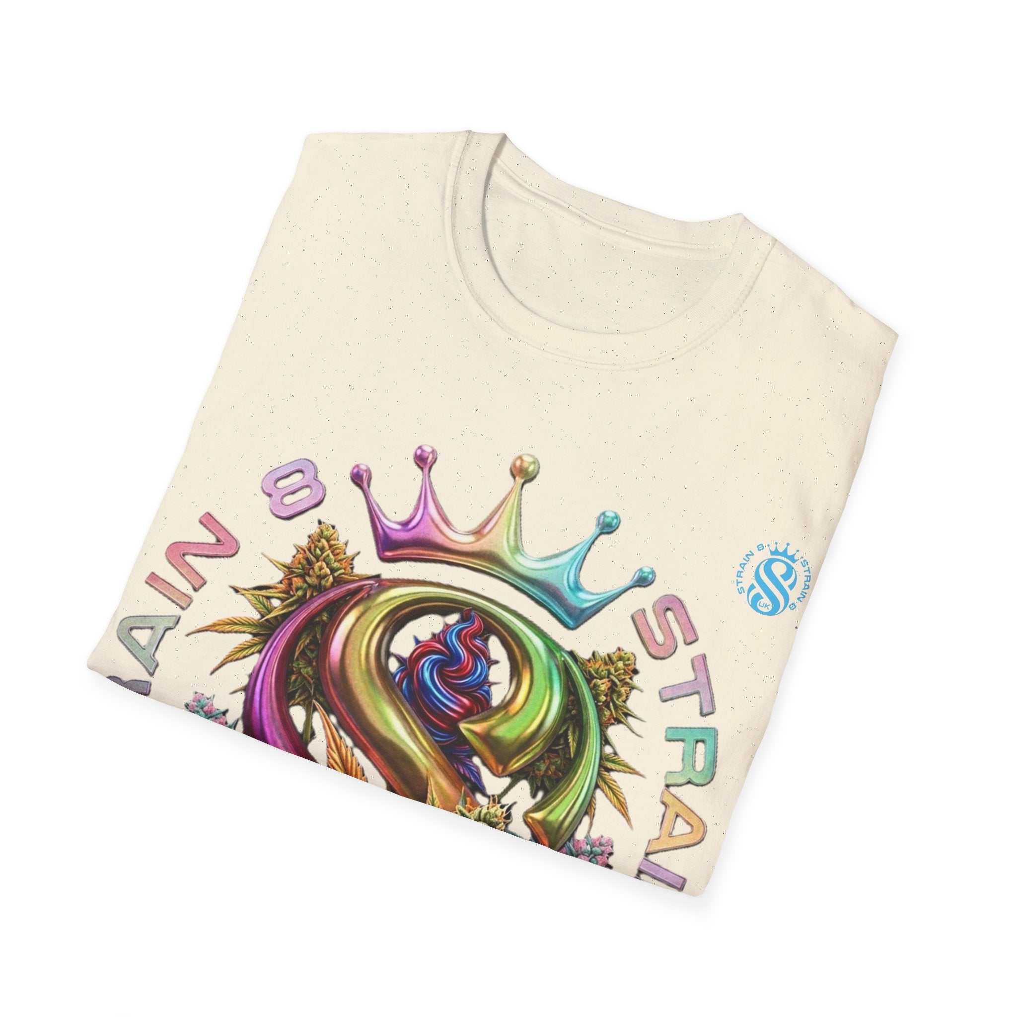 Strain8-UK Logo Crown Graphic T-Shirt — High Grade Cannabis Design
