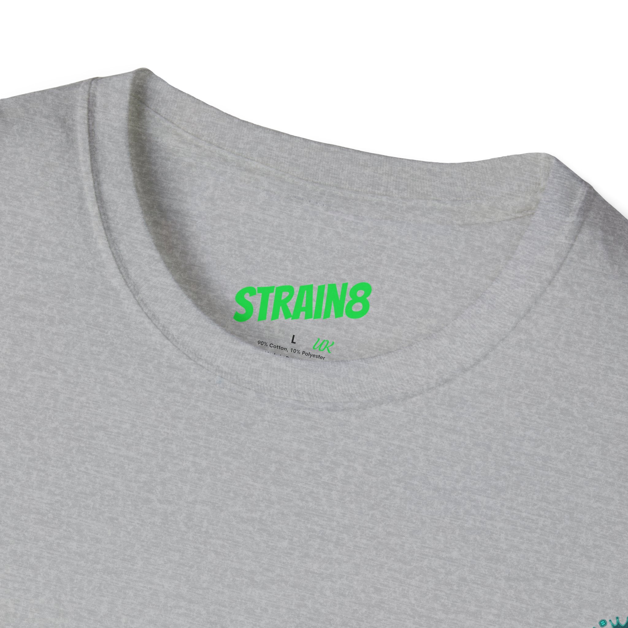 Minimal White T‑Shirt with Small Strain8-UK Chest Emblem — Classic Casual Tee