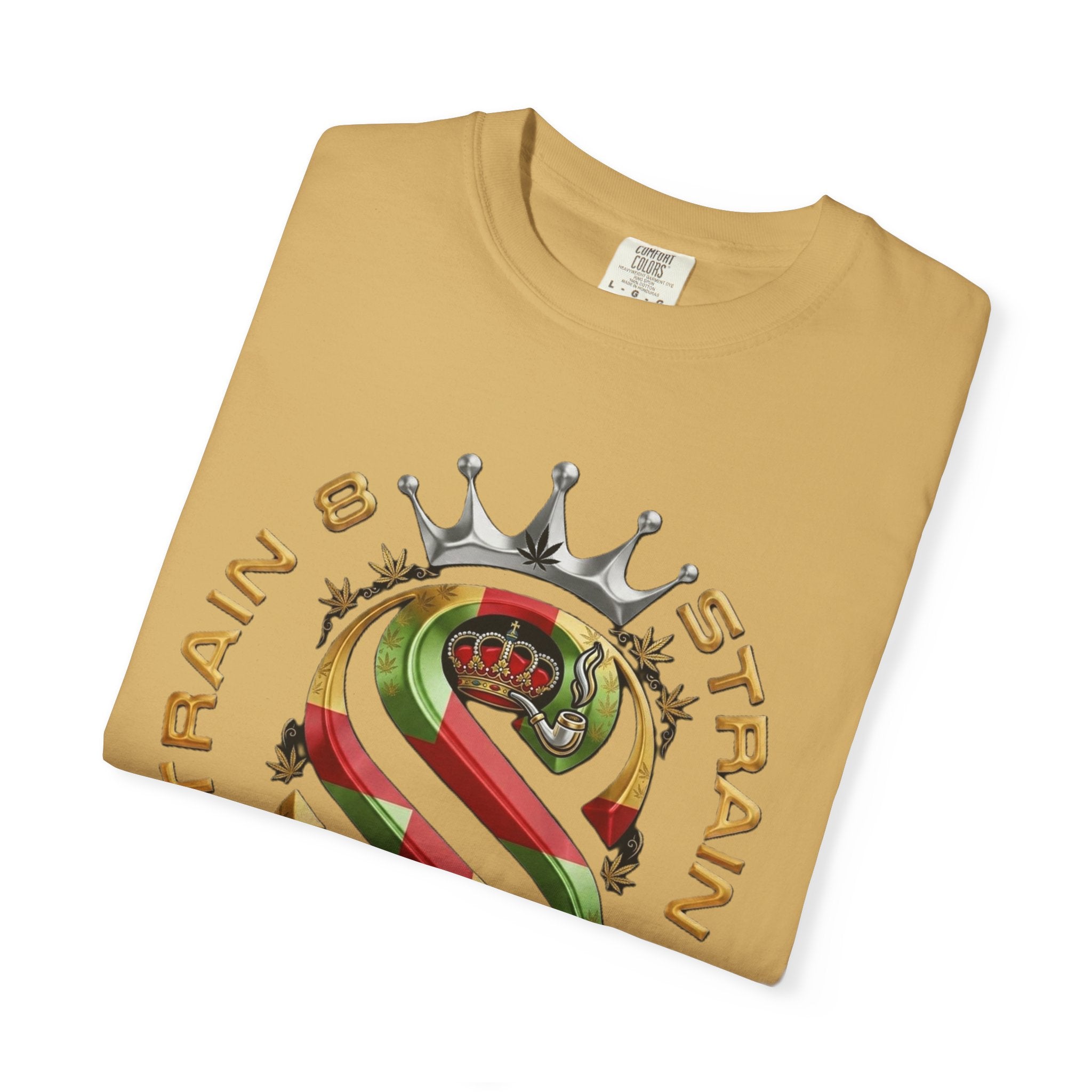 Strain8-UK Crown Logo T-Shirt — St George Cross Mixed With Spanish Flahg-Inspired Graphic Tee