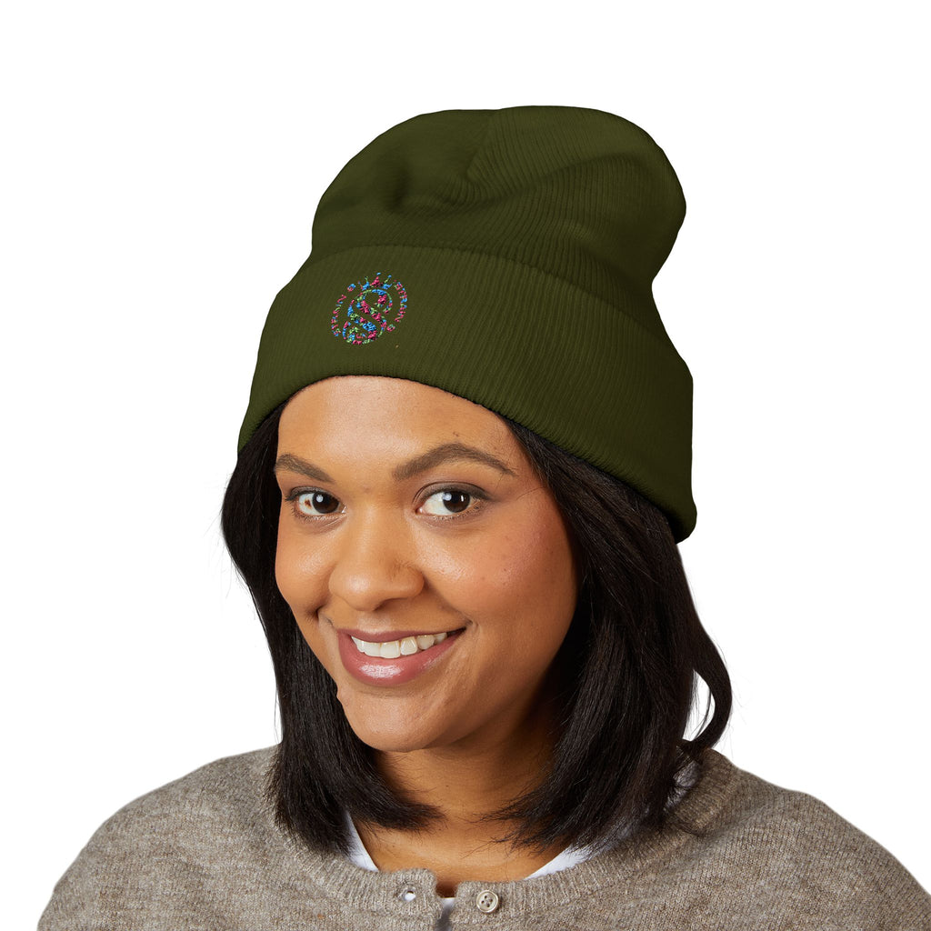 Embroidered Graffiti S8-UK Logo Cuffed Beanie — Cozy Knit Winter Hat