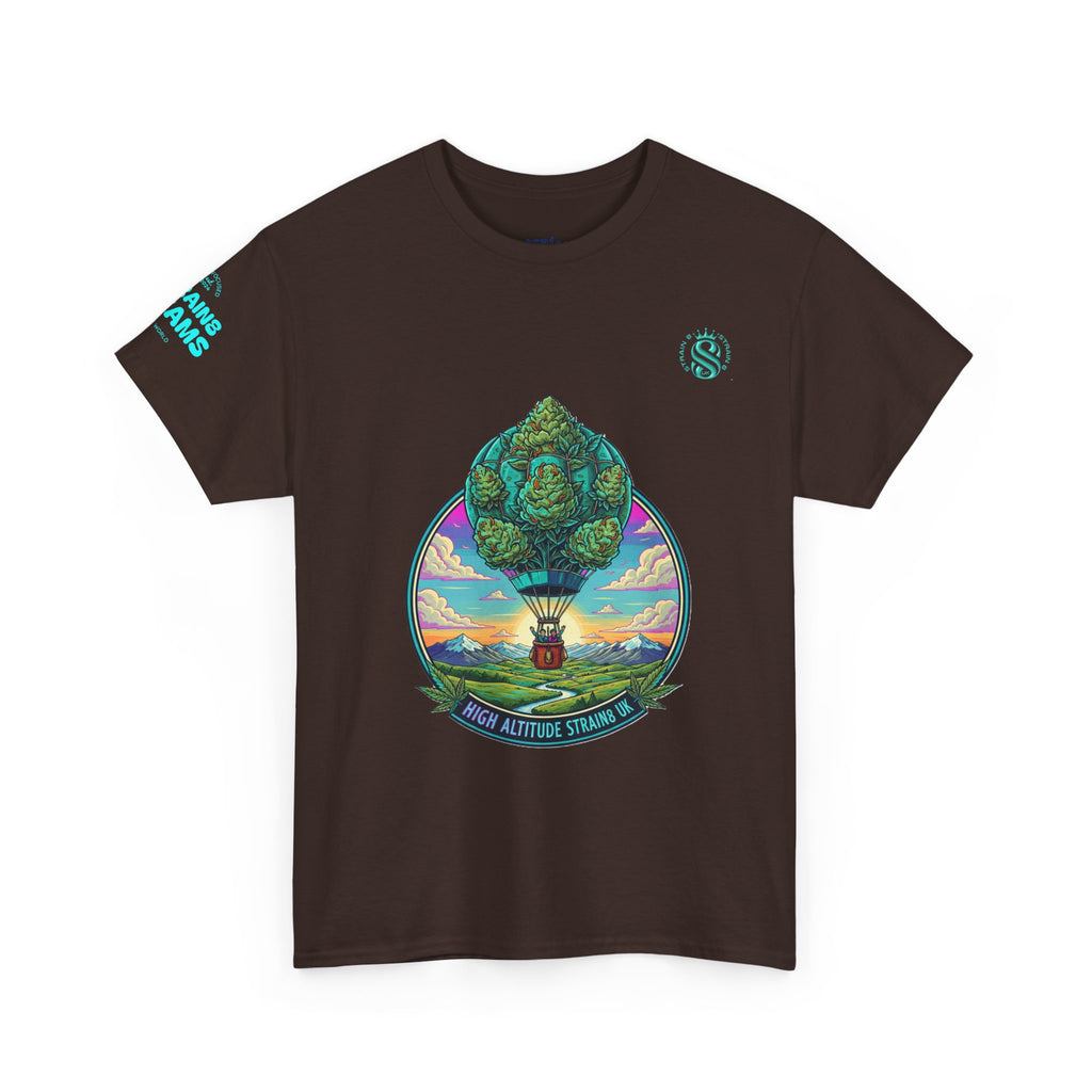 Strain8-UK T-Shirt — "High Altitude Strains" Hot Air Balloon Tree Graphic Tee