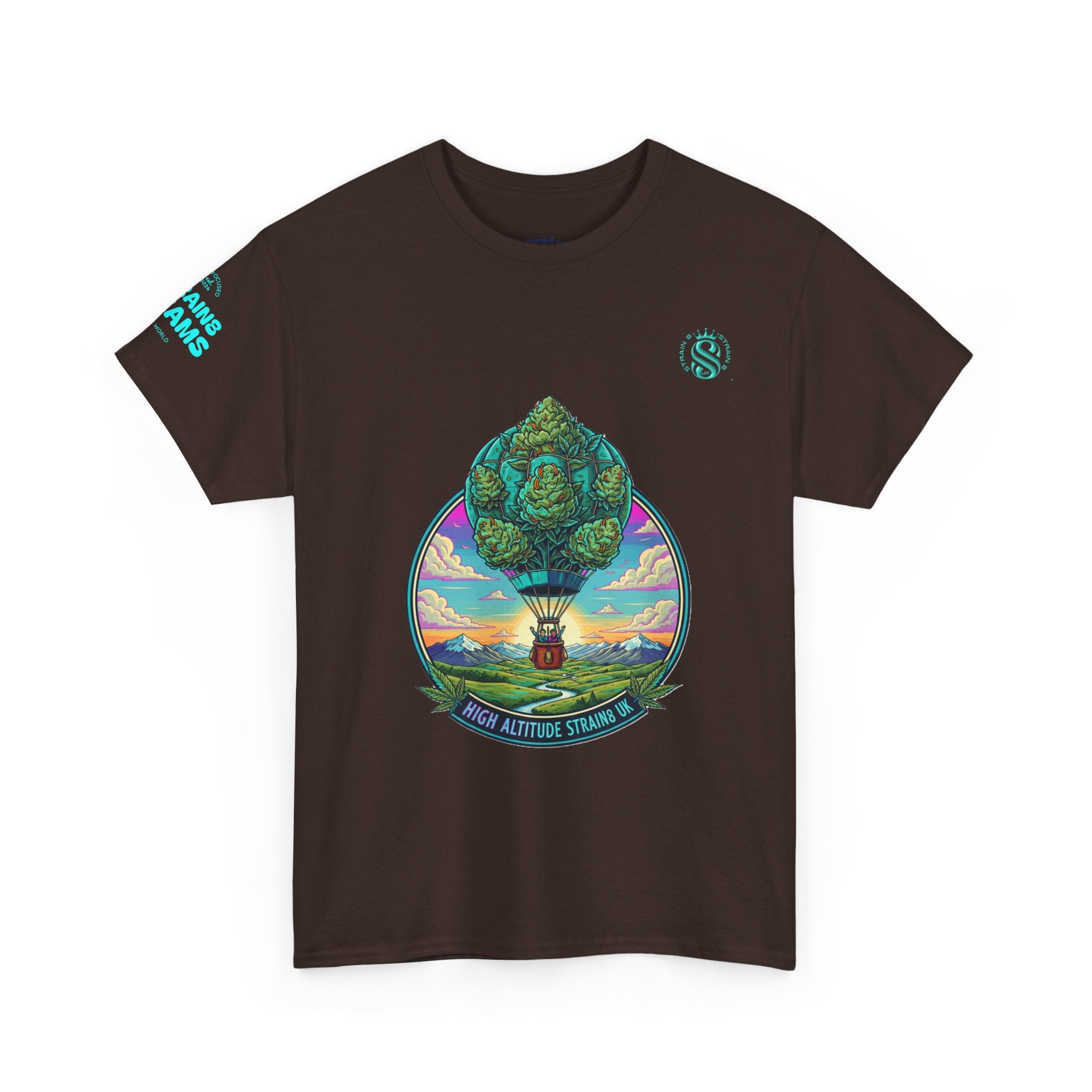 Strain8-UK T-Shirt — "High Altitude Strains" Hot Air Balloon Tree Graphic Tee