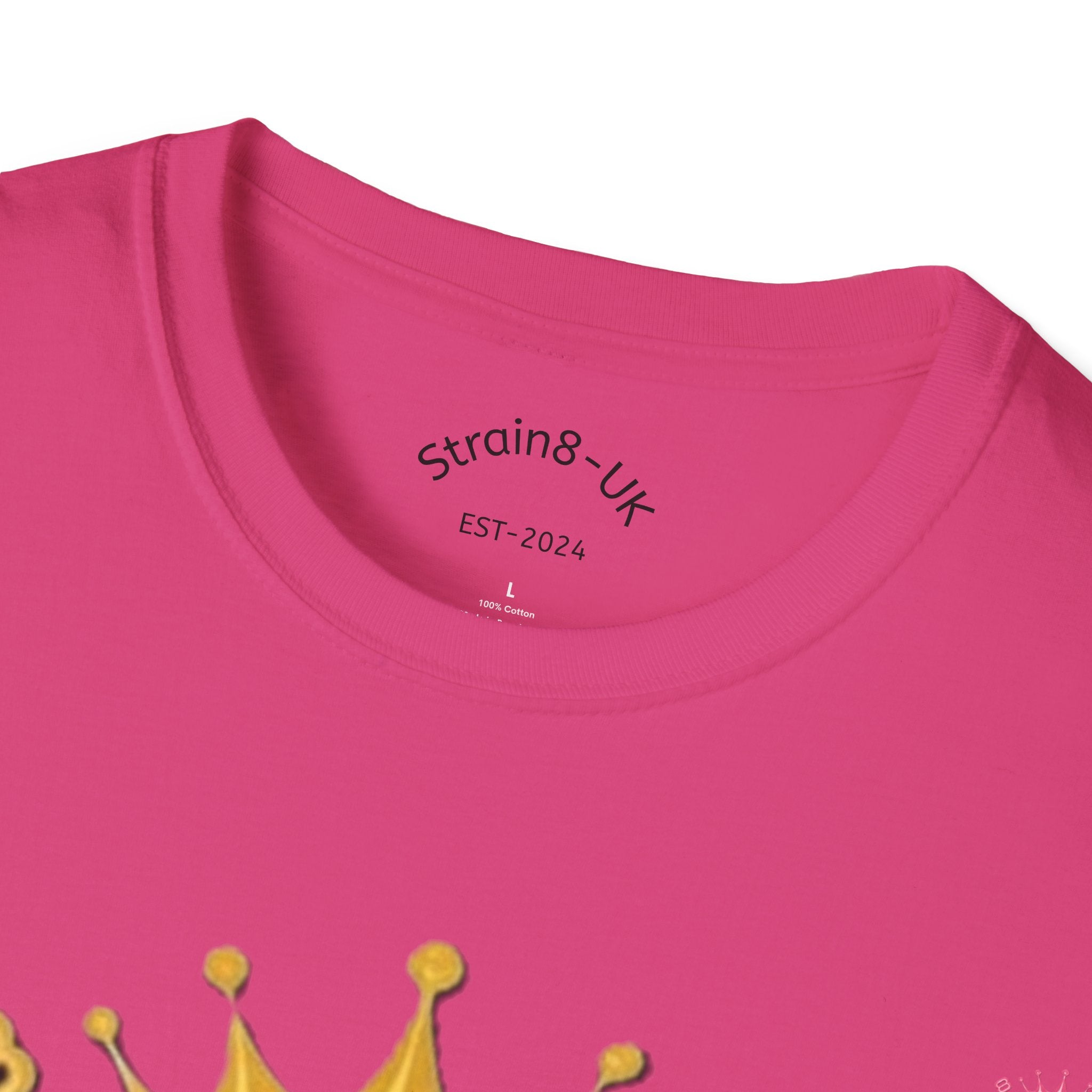 Strain8-UK Crowned Purple Floral & Original Logo T-Shirt — Strain8-UK Graphic Tee