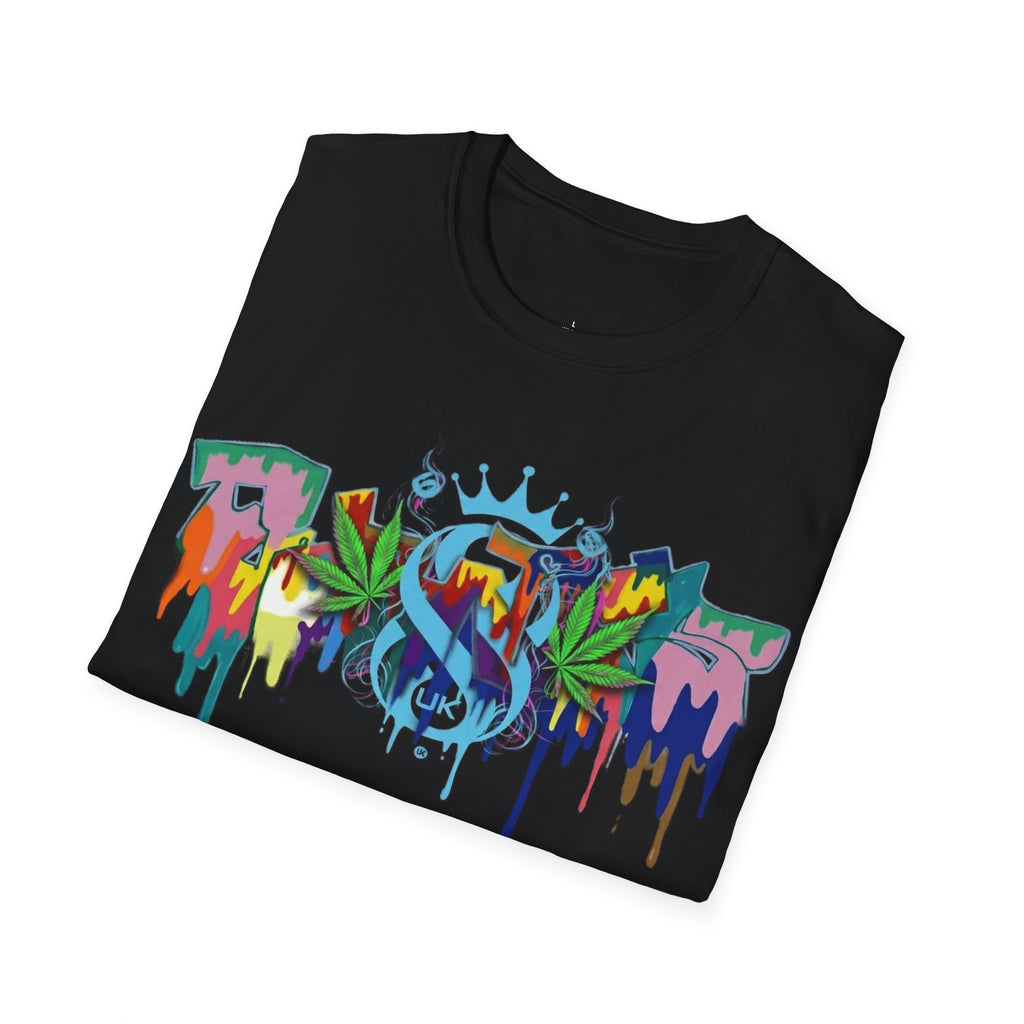 Graffiti Leaf S8-UK T-Shirt — Colorful Street Art Tee