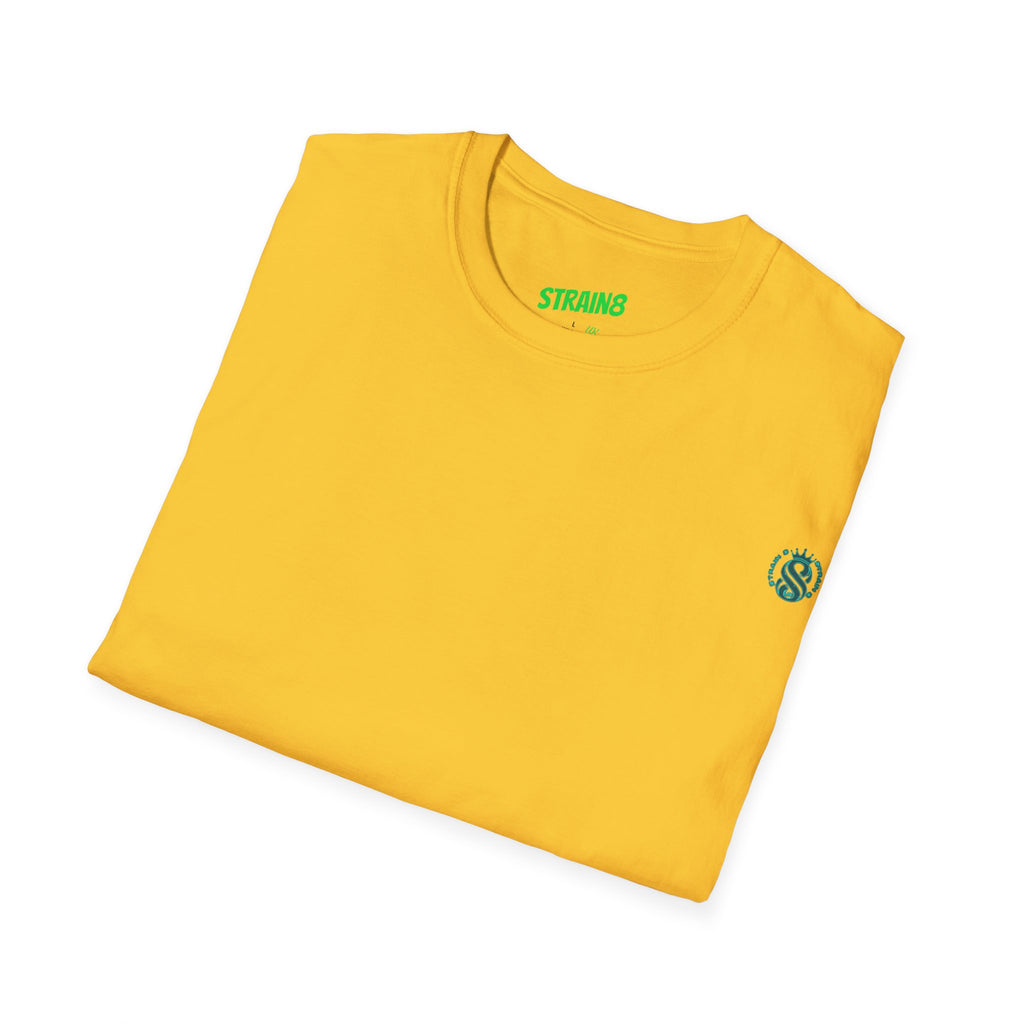 Minimal White T‑Shirt with Small Strain8-UK Chest Emblem — Classic Casual Tee