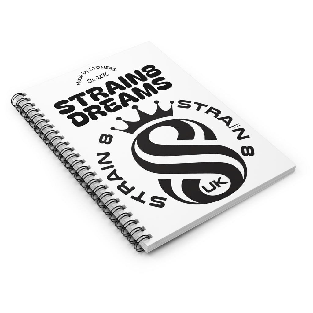 Strain8 Dreams Spiral Notebook — Bold Black Logo Ruled Journal