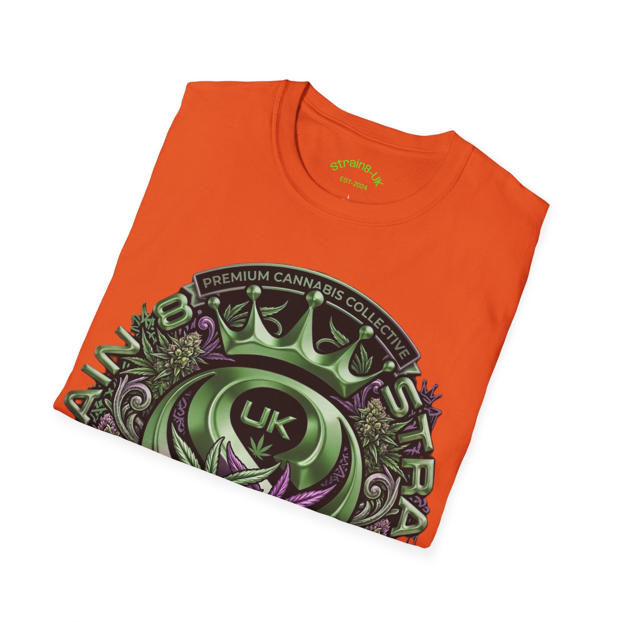 Strain8-UK Cannabis Crown Graffiti T-Shirt — S8-UK Green & Purple Streetwear
