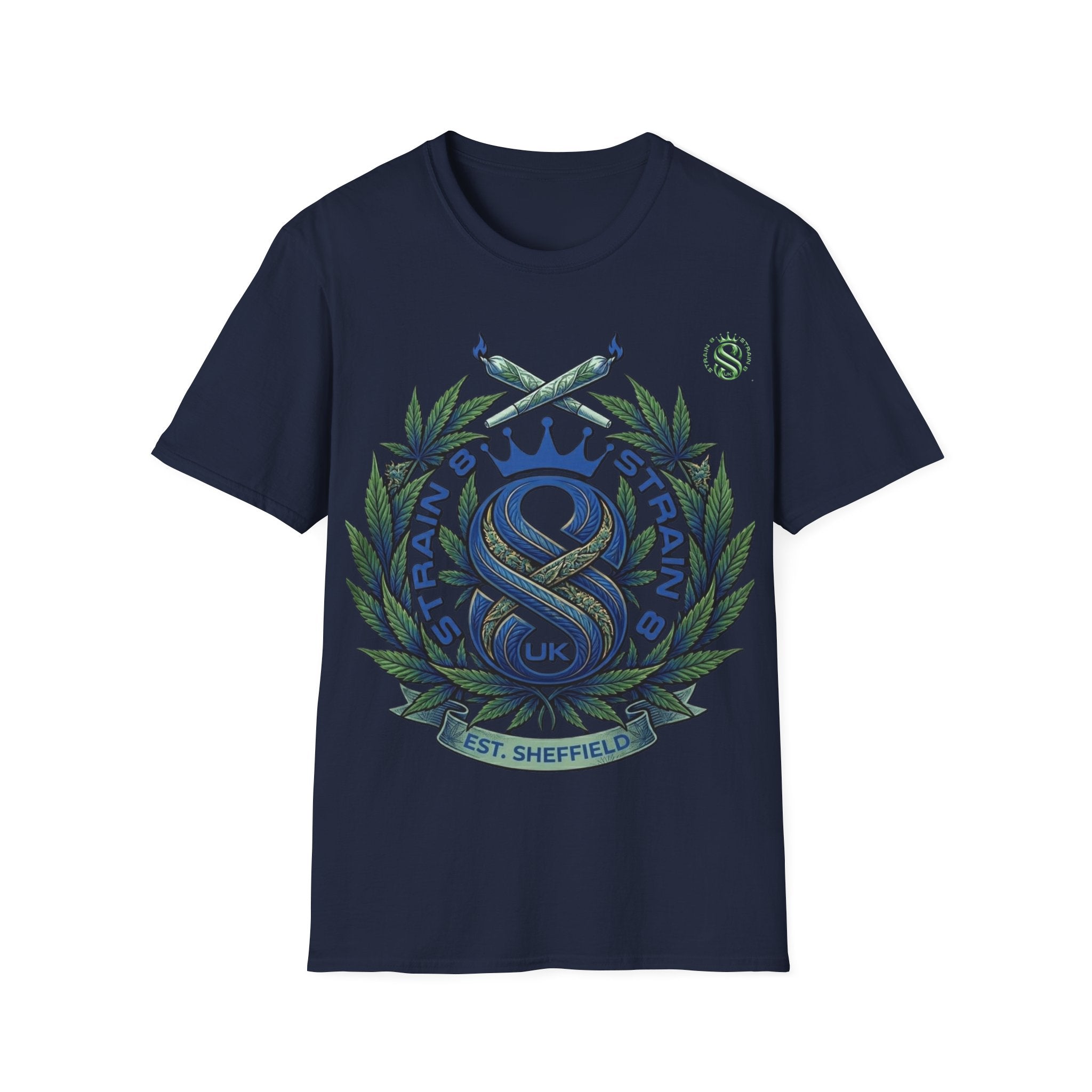 Sheffield Strain8-UK Crest T-Shirt — Vintage Laurel Eloquent Emblem Tee