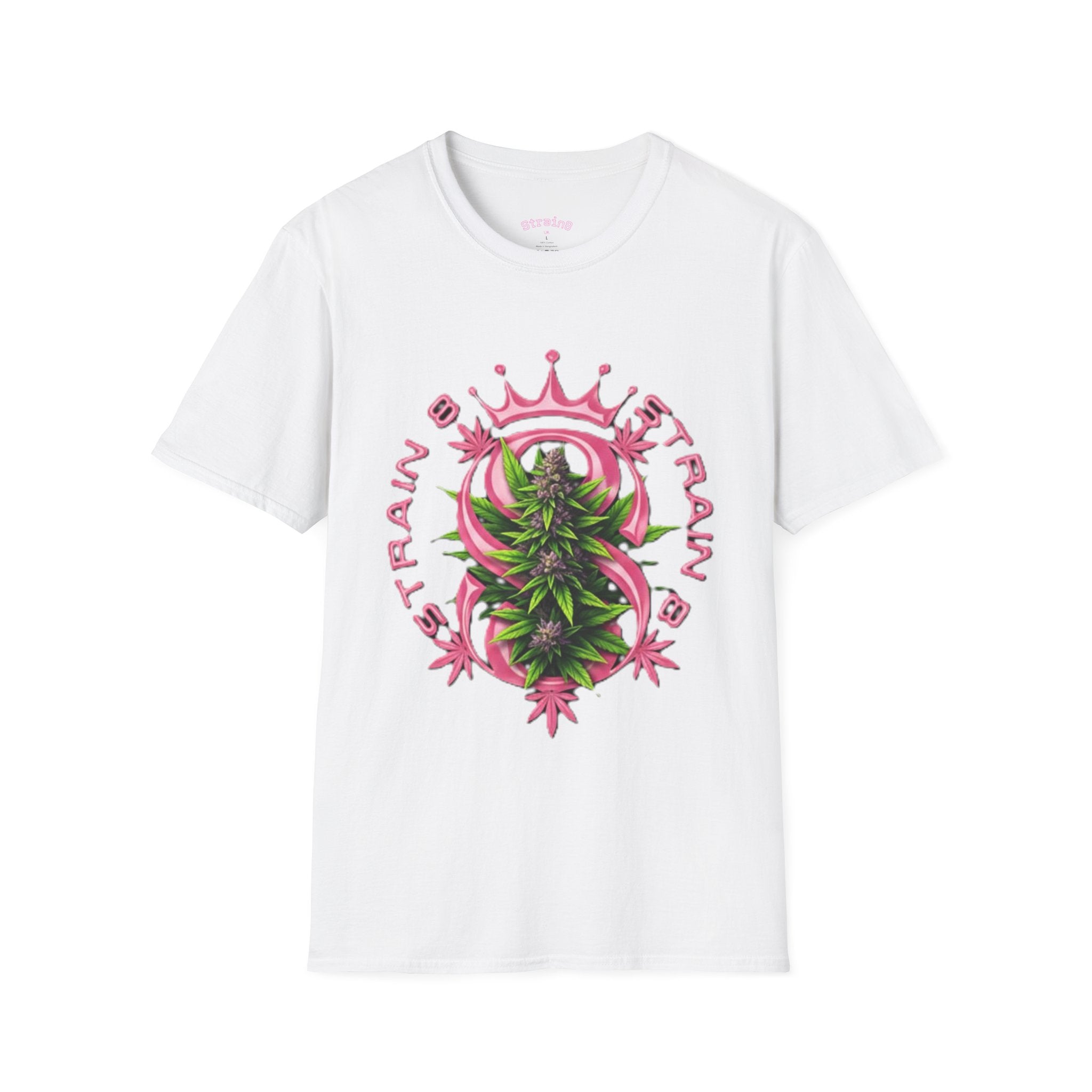 Strain8-UK logo/mixed Cannabis Crown T-Shirt — Train & Treat Floral Weed Graphic Tee