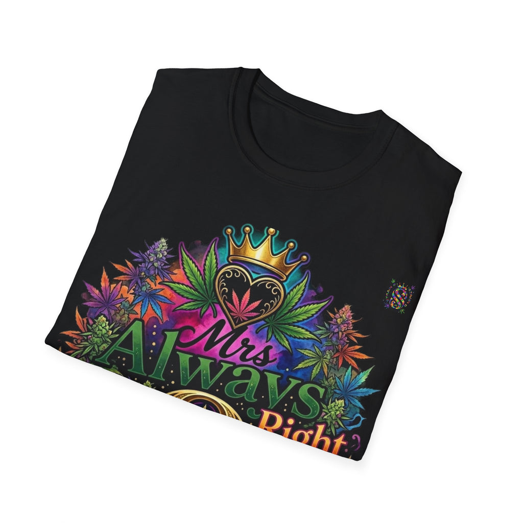 Mrs Always Right Cannabis Strain8-UK  T-Shirt - Colourful Crowned S8-UK Logo Leaf Design