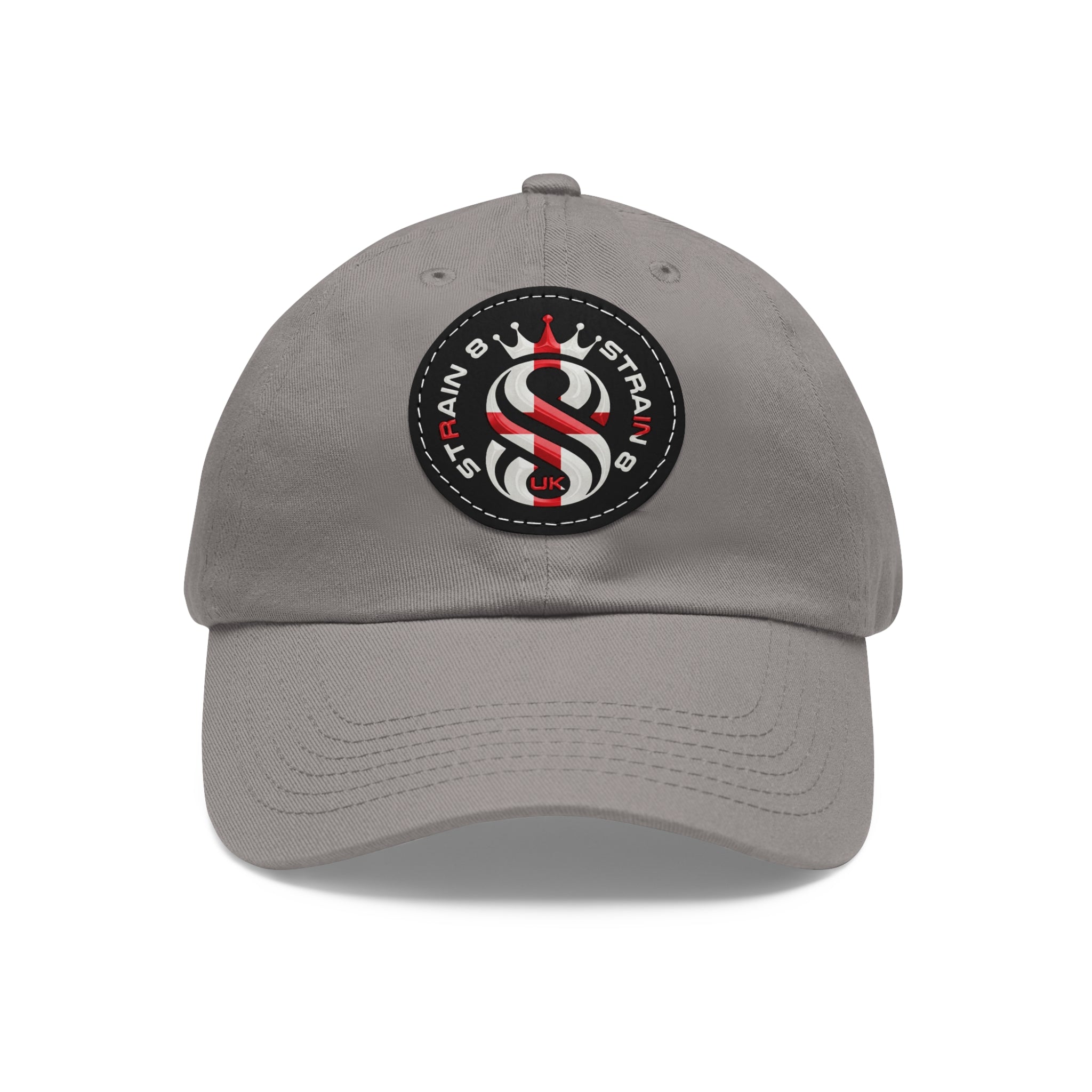 Leather Patch Dad Hat — Round Strain8-UK Cap for Casual Streetwear