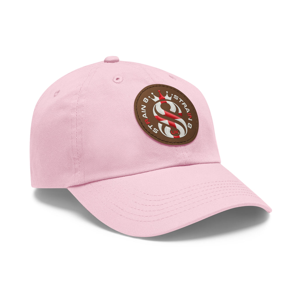 Leather Patch Dad Hat — Round Strain8-UK Cap for Casual Streetwear
