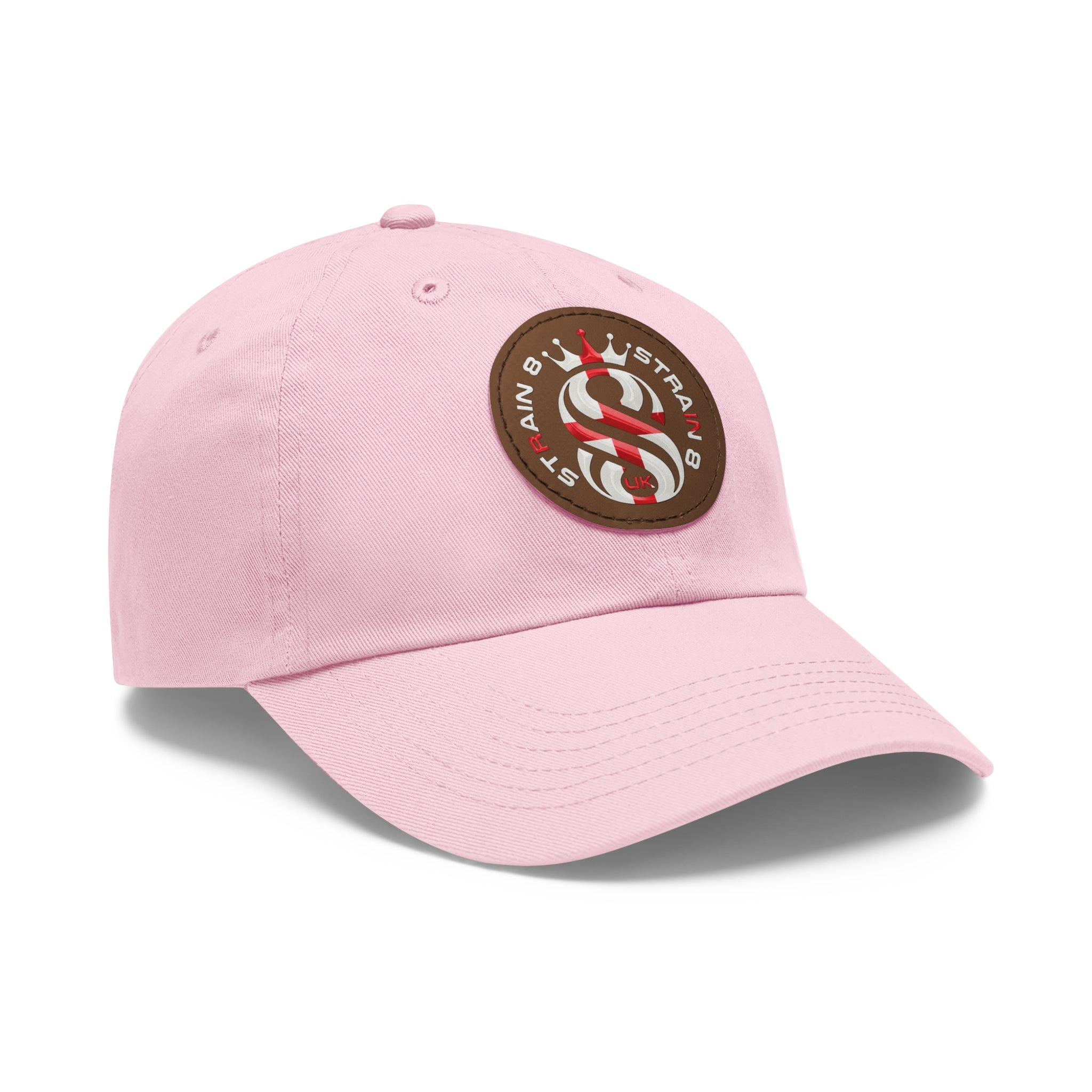 Leather Patch Dad Hat — Round Strain8-UK Cap for Casual Streetwear