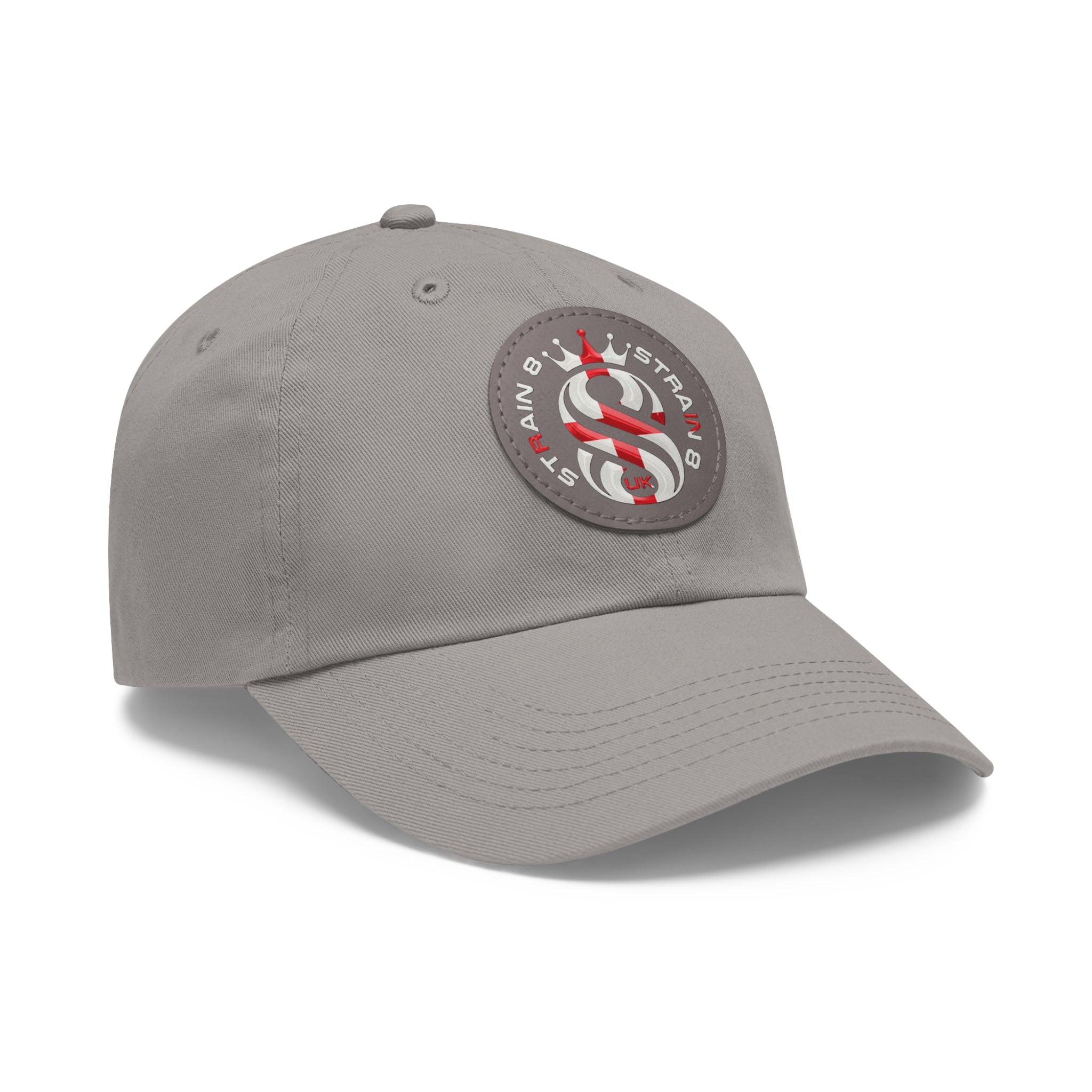 Leather Patch Dad Hat — Round Strain8-UK Cap for Casual Streetwear
