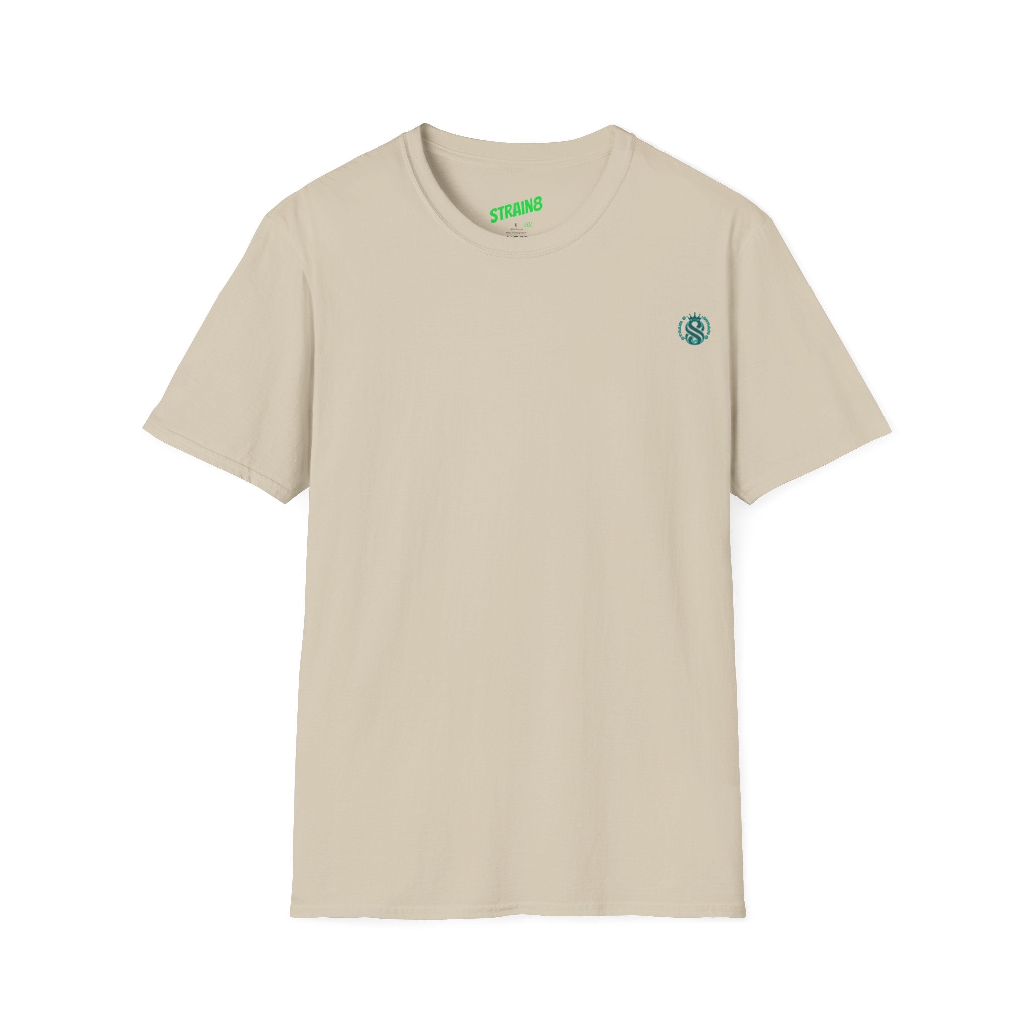 Minimal White T‑Shirt with Small Strain8-UK Chest Emblem — Classic Casual Tee