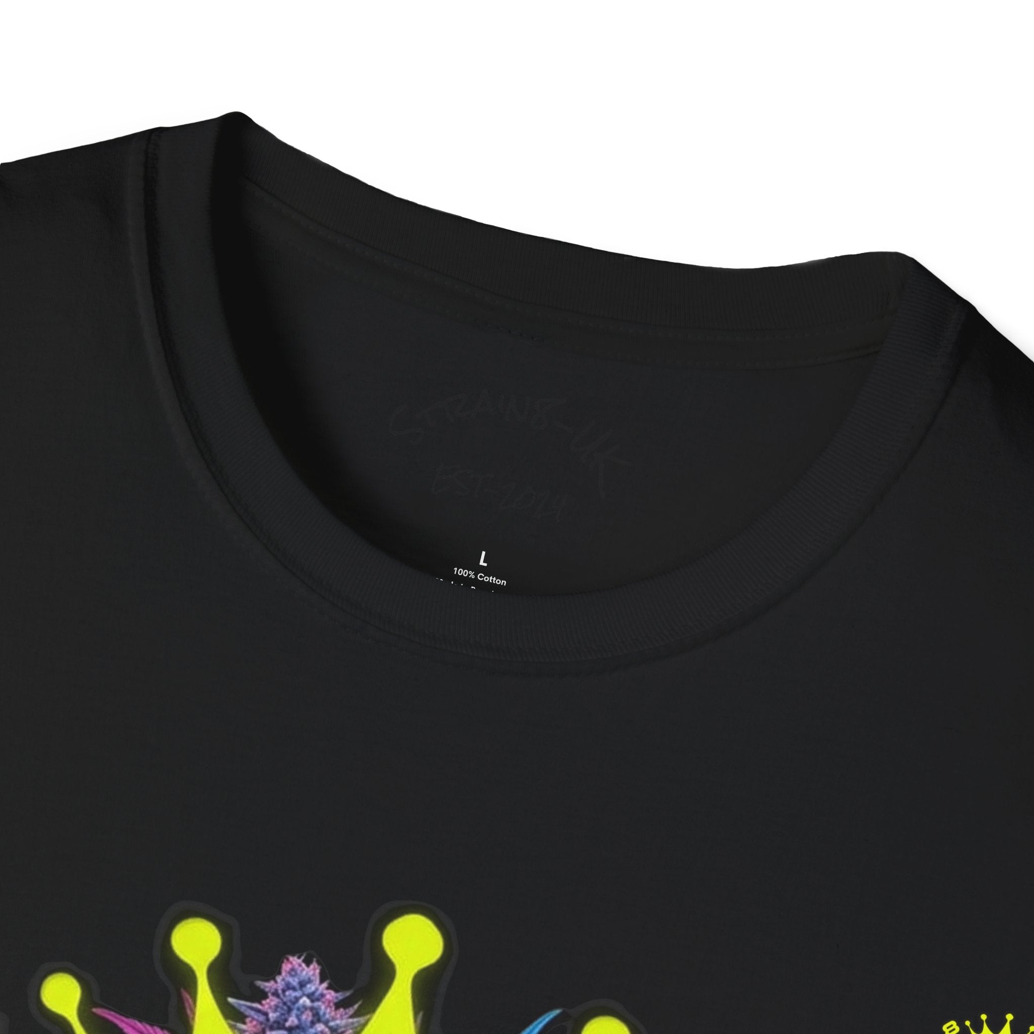 Strain8-UK  T-Shirt — 'Strain8-UK' Crown Cannabis Design with flower T shirt