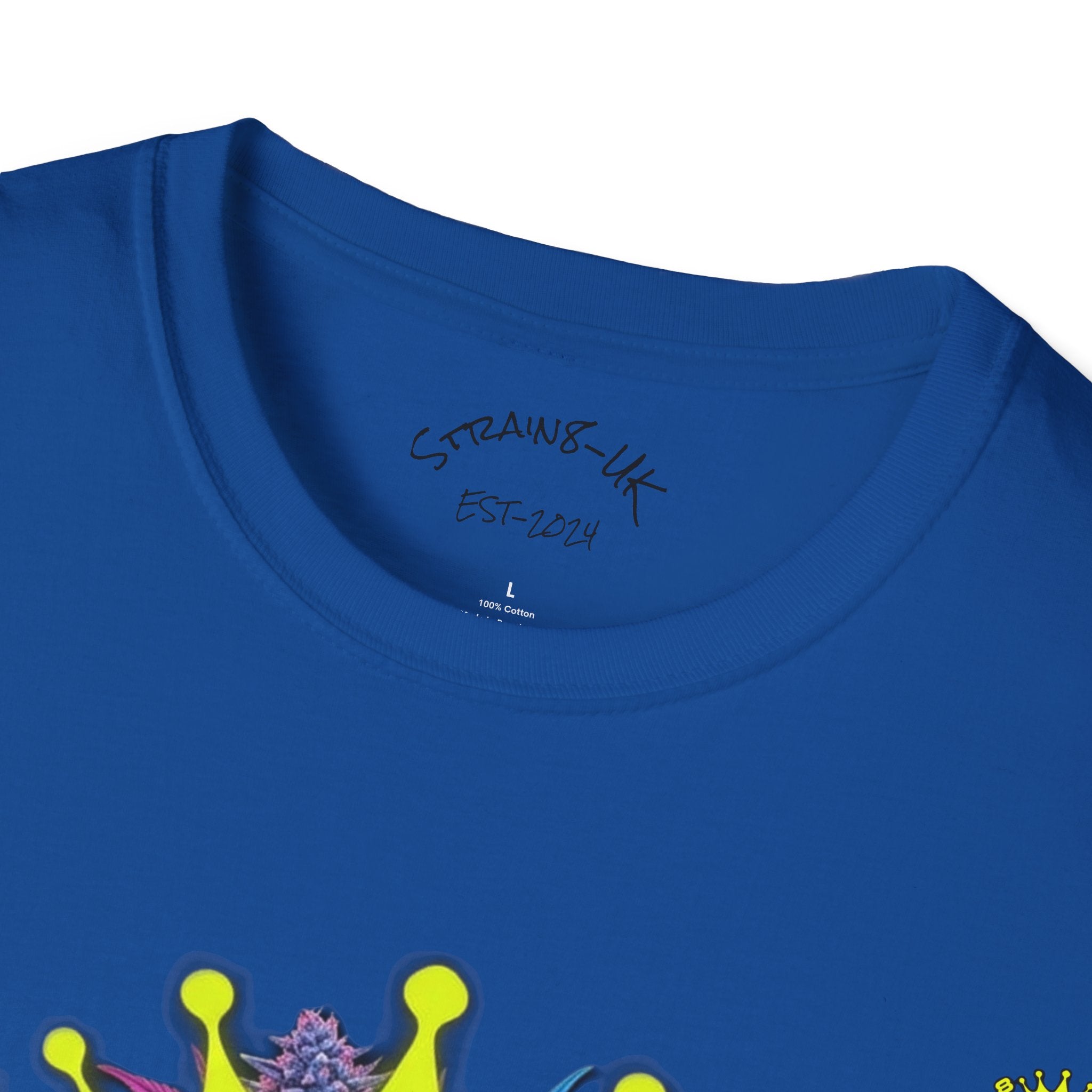 Strain8-UK  T-Shirt — 'Strain8-UK' Crown Cannabis Design with flower T shirt
