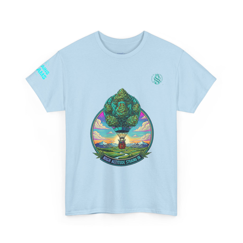 Strain8-UK T-Shirt — "High Altitude Strains" Hot Air Balloon Tree Graphic Tee