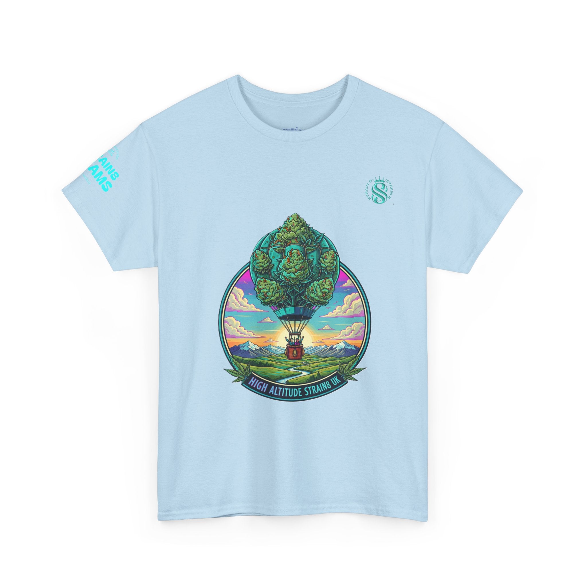 Strain8-UK T-Shirt — "High Altitude Strains" Hot Air Balloon Tree Graphic Tee