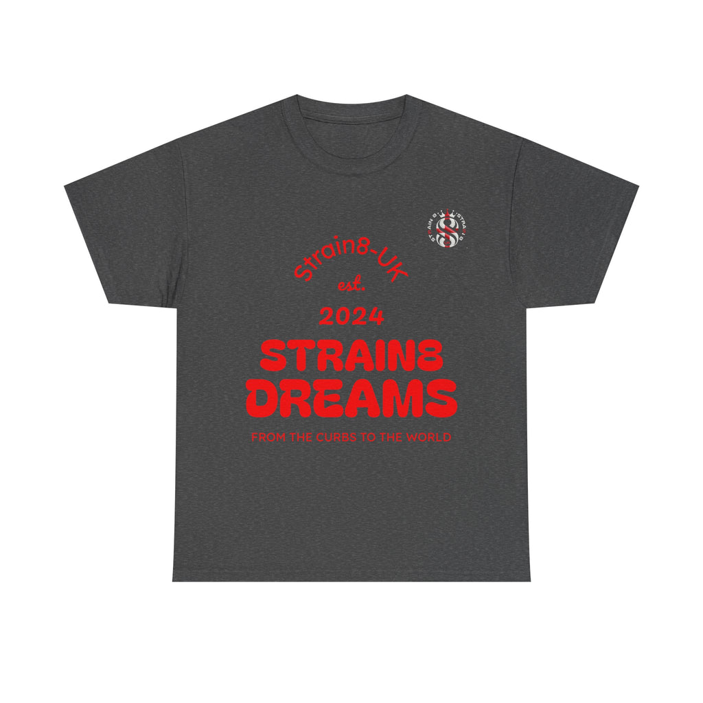 Strain8-UK Dreams 2024 St george cross & spanish flag original logo Tee — Graphic Band Tour Style T‑Shirt
