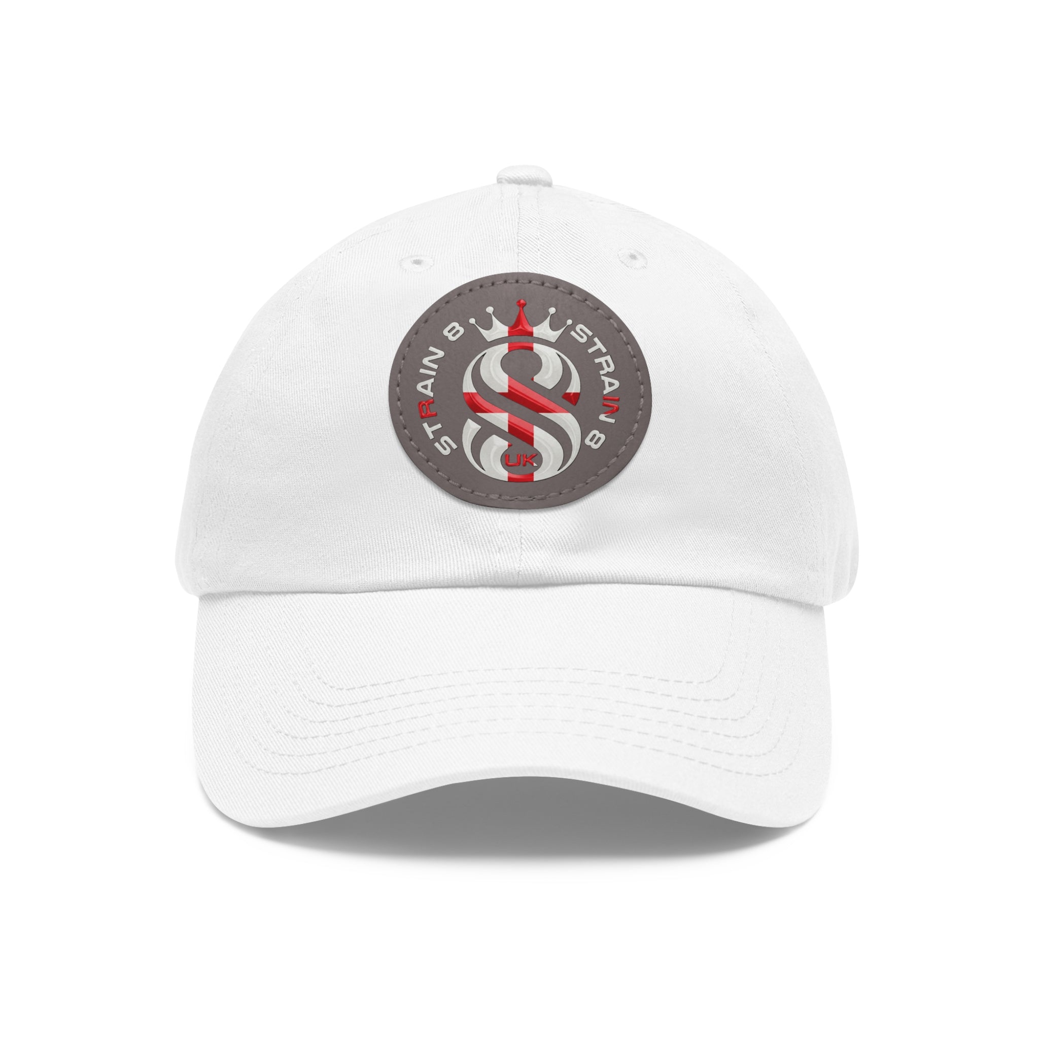 Leather Patch Dad Hat — Round Strain8-UK Cap for Casual Streetwear