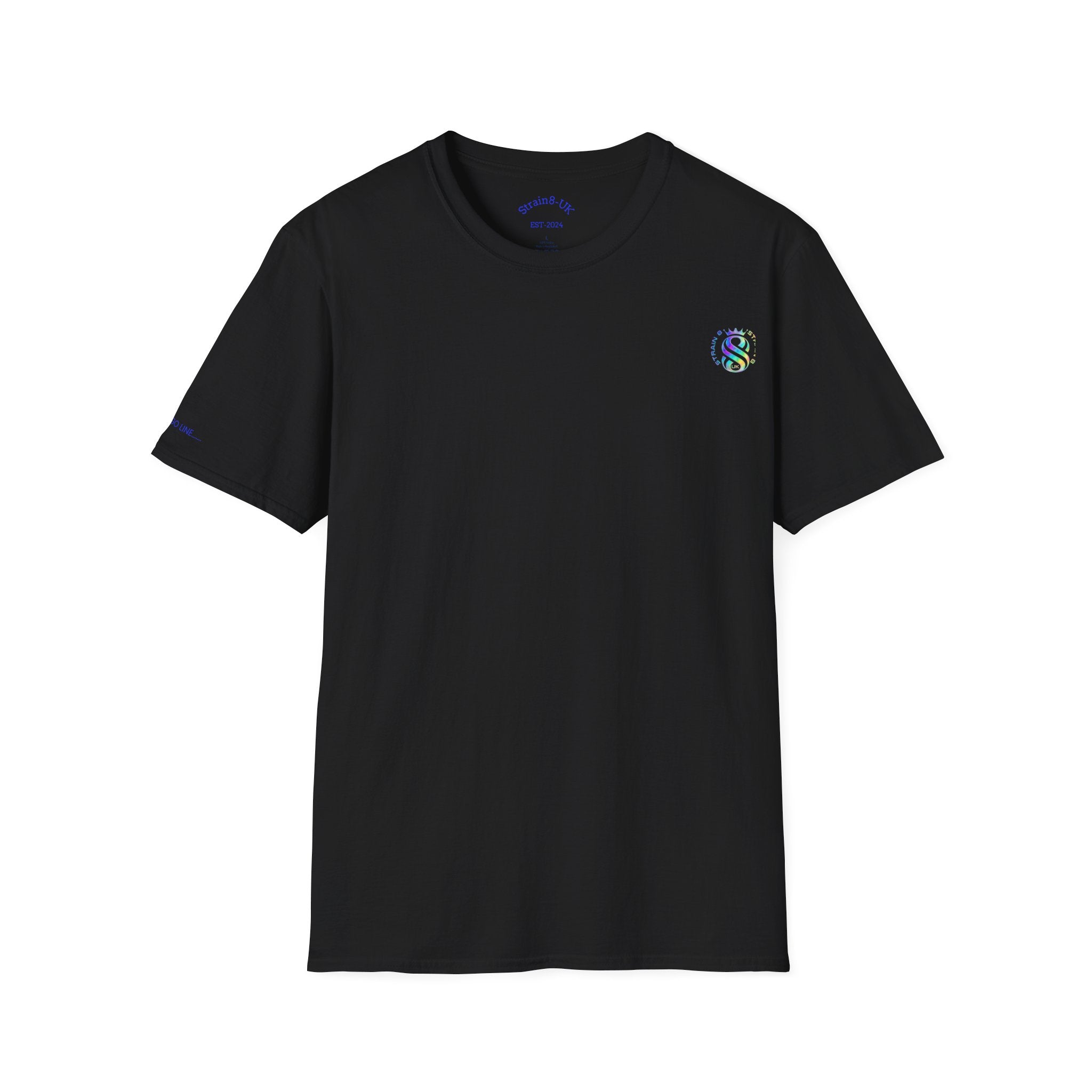 Strain8-UK Logo T-Shirt — Small Embroidered Globe Tee, THE LOGO LINE........