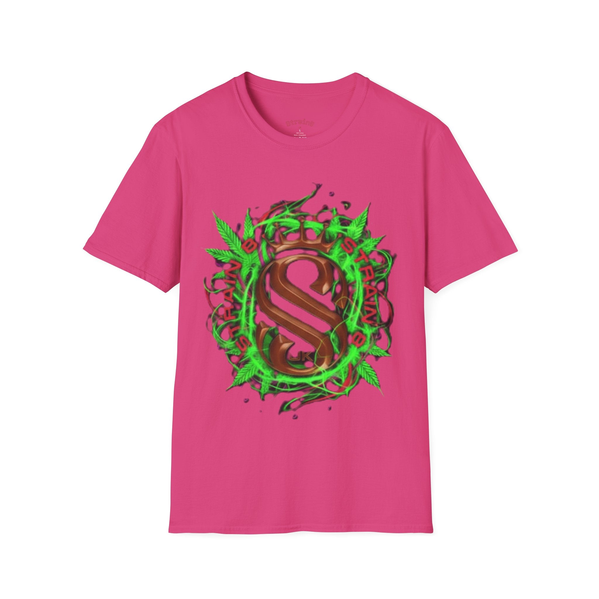 Strain8-UK Chocolate Brown Monogram T‑Shirt — Green Vines Rustic Letter S8 Graphic Tee