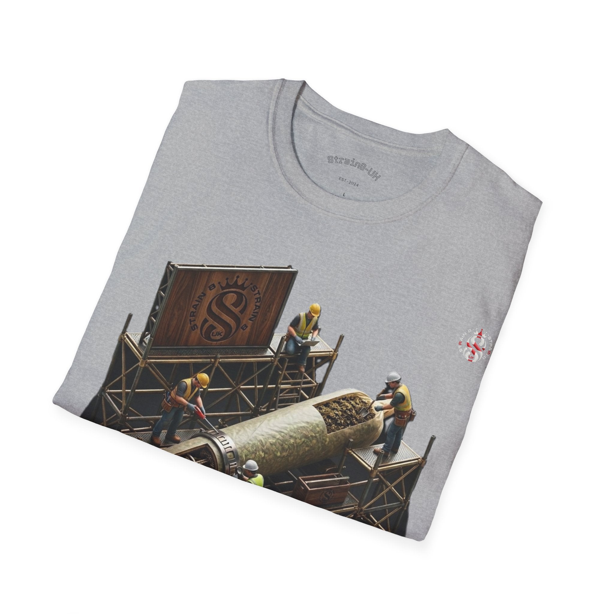 Aerospace Restoration S8-UK Crew T-Shirt — Rocket Repair Workshop Illustration