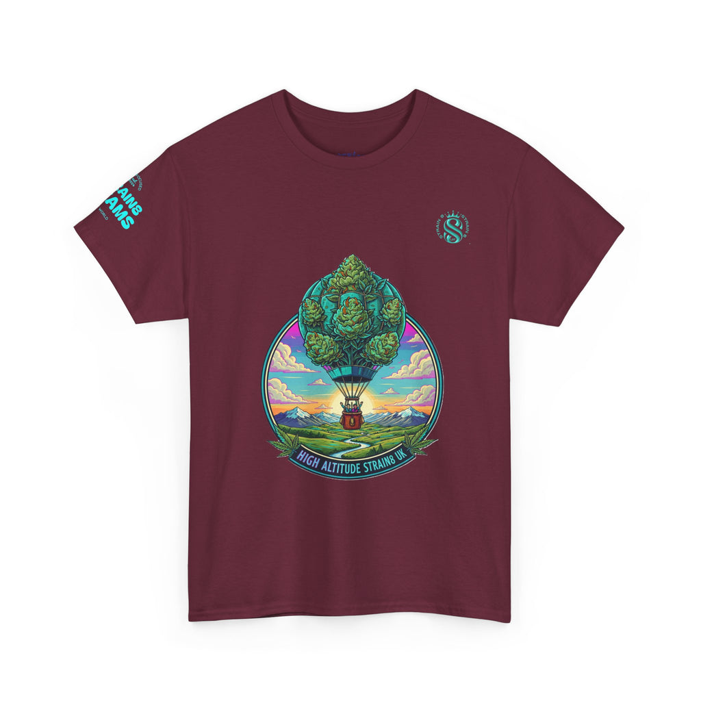 Strain8-UK T-Shirt — "High Altitude Strains" Hot Air Balloon Tree Graphic Tee