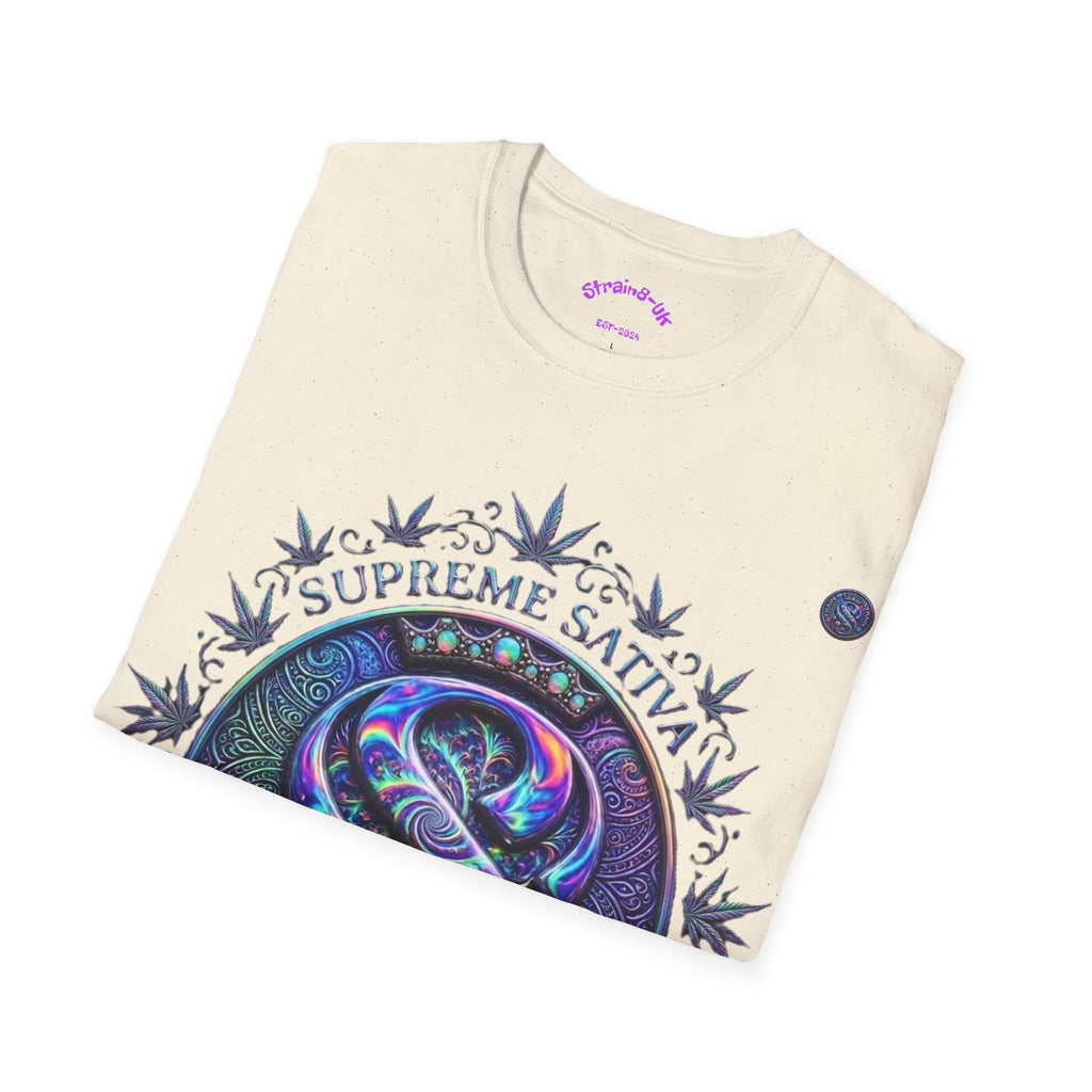 Strain8-UK Supreme Sativa Graphic T‑Shirt — "The Highest Grade" Psychedelic Logo Tee