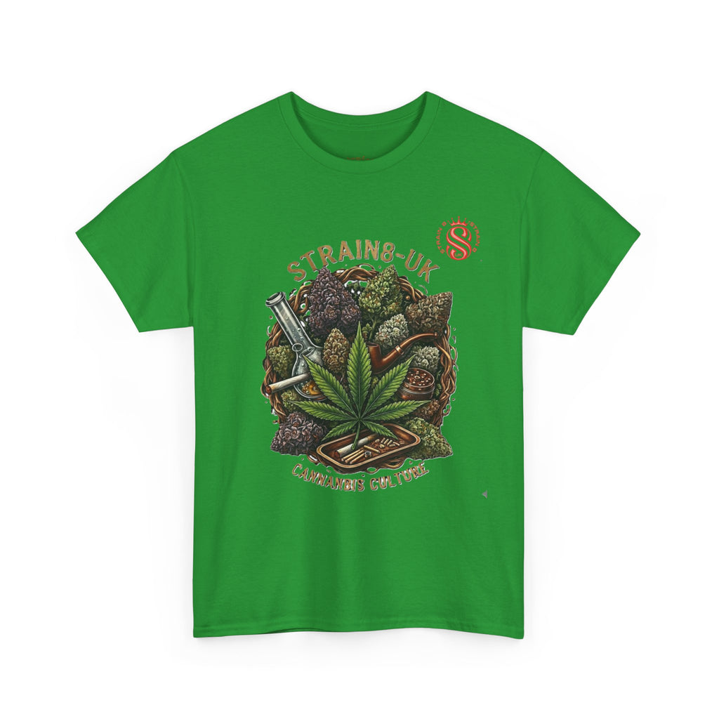 Strain8-UK Cannabis Culture T-Shirt — "Strain8-UK" Vintage Marijuana Leaf Graphic Tee