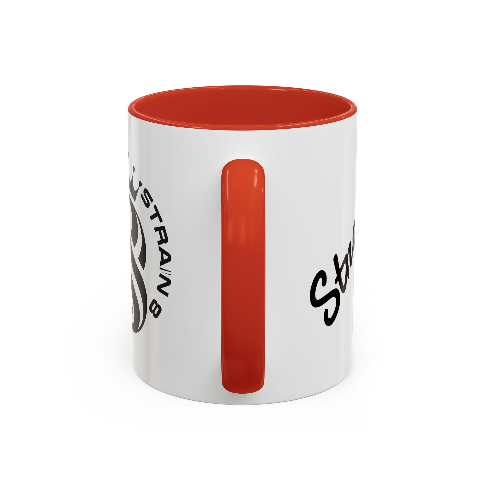 Strain 8 UK Logo Accent Coffee Mug — Crowned S8 Black & White