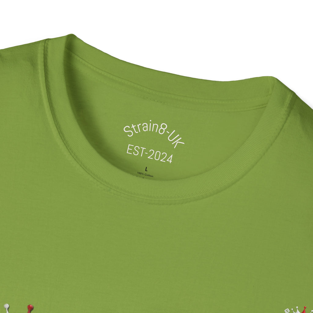 High Performance Strain8-UK Muscle Car T‑Shirt — Green Sports Car Graphic St George Cross Alloys Tee