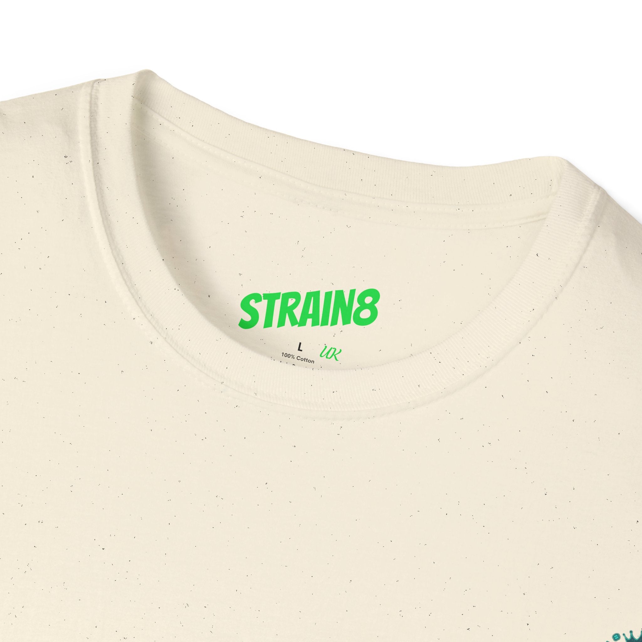 Minimal White T‑Shirt with Small Strain8-UK Chest Emblem — Classic Casual Tee