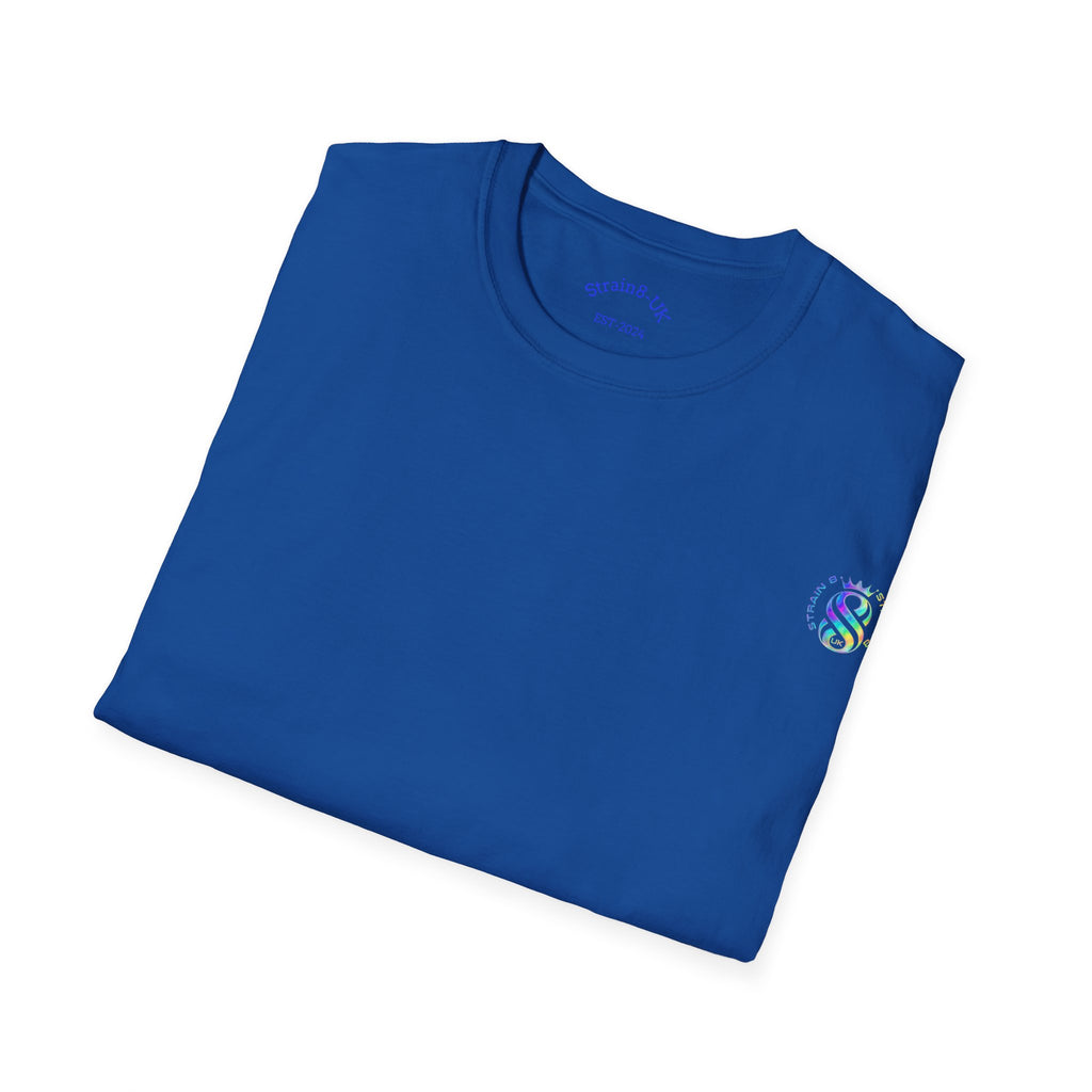 Strain8-UK Logo T-Shirt — Small Embroidered Globe Tee, THE LOGO LINE........