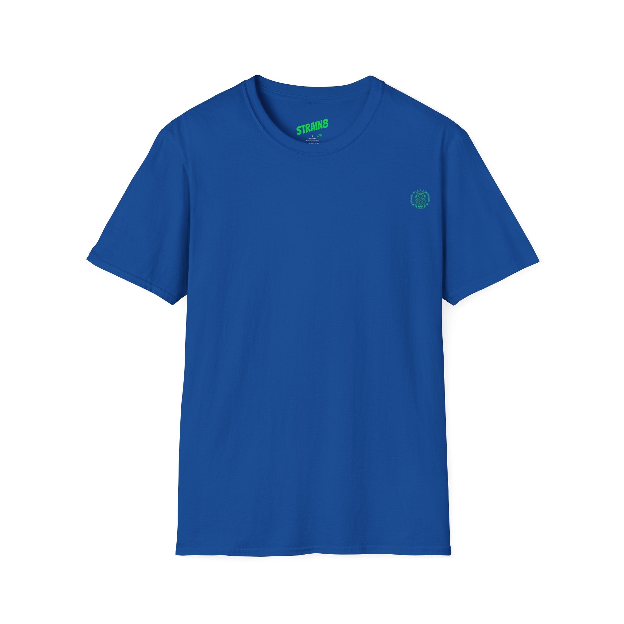 Minimal White T‑Shirt with Small Strain8-UK Chest Emblem — Classic Casual Tee