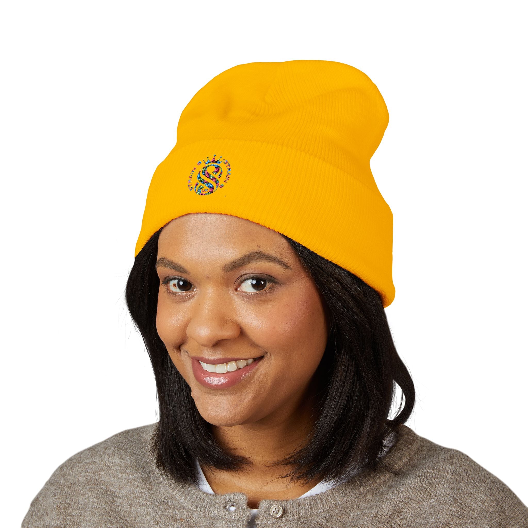 Embroidered Graffiti S8-UK Logo Cuffed Beanie — Cozy Knit Winter Hat