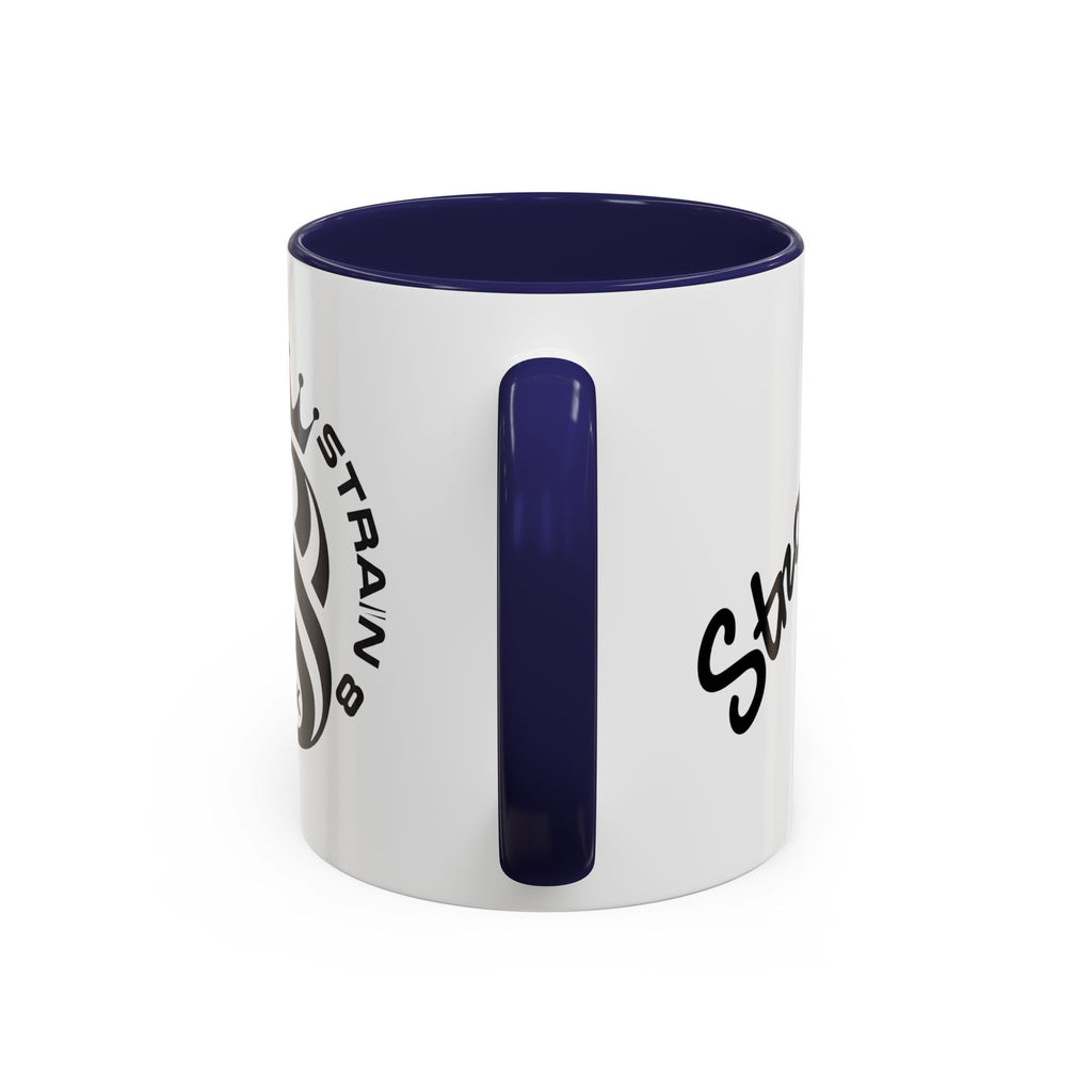 Strain 8 UK Logo Accent Coffee Mug — Crowned S8 Black & White