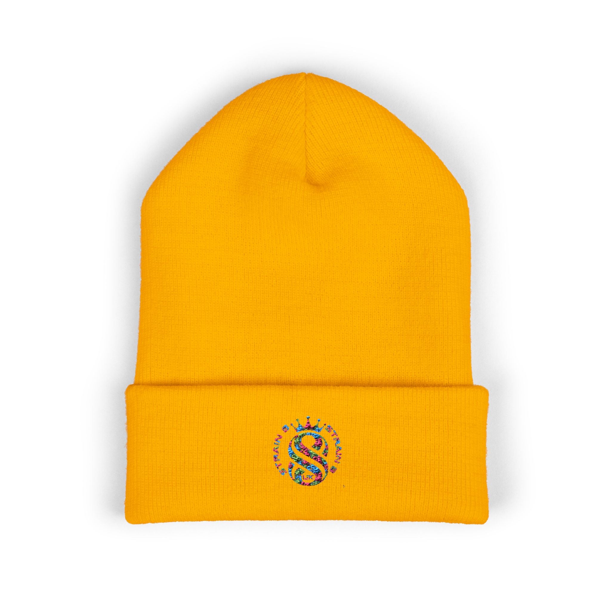Embroidered Graffiti S8-UK Logo Cuffed Beanie — Cozy Knit Winter Hat