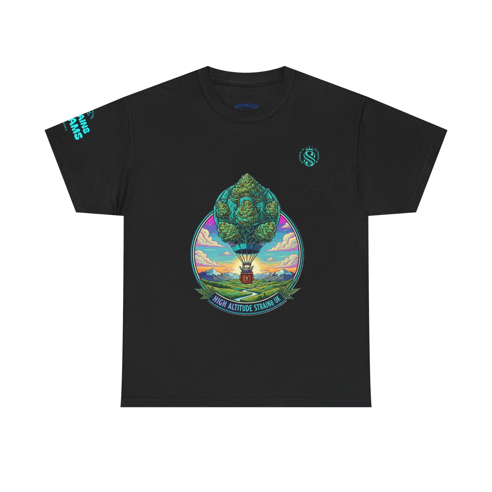 Strain8-UK T-Shirt — "High Altitude Strains" Hot Air Balloon Tree Graphic Tee