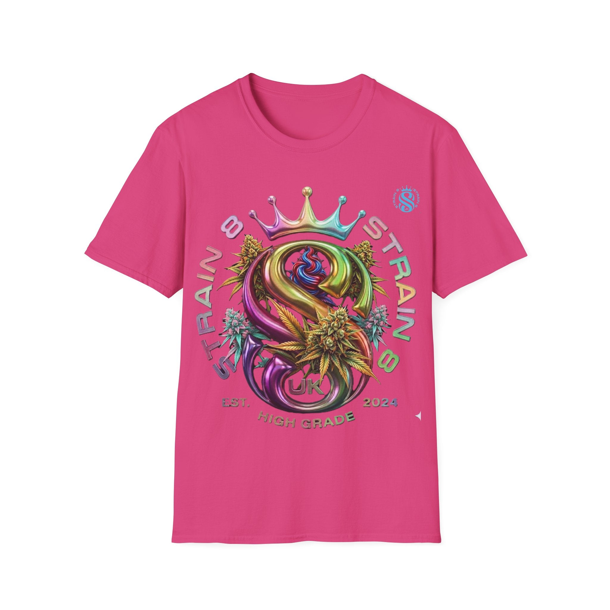 Strain8-UK Logo Crown Graphic T-Shirt — High Grade Cannabis Design