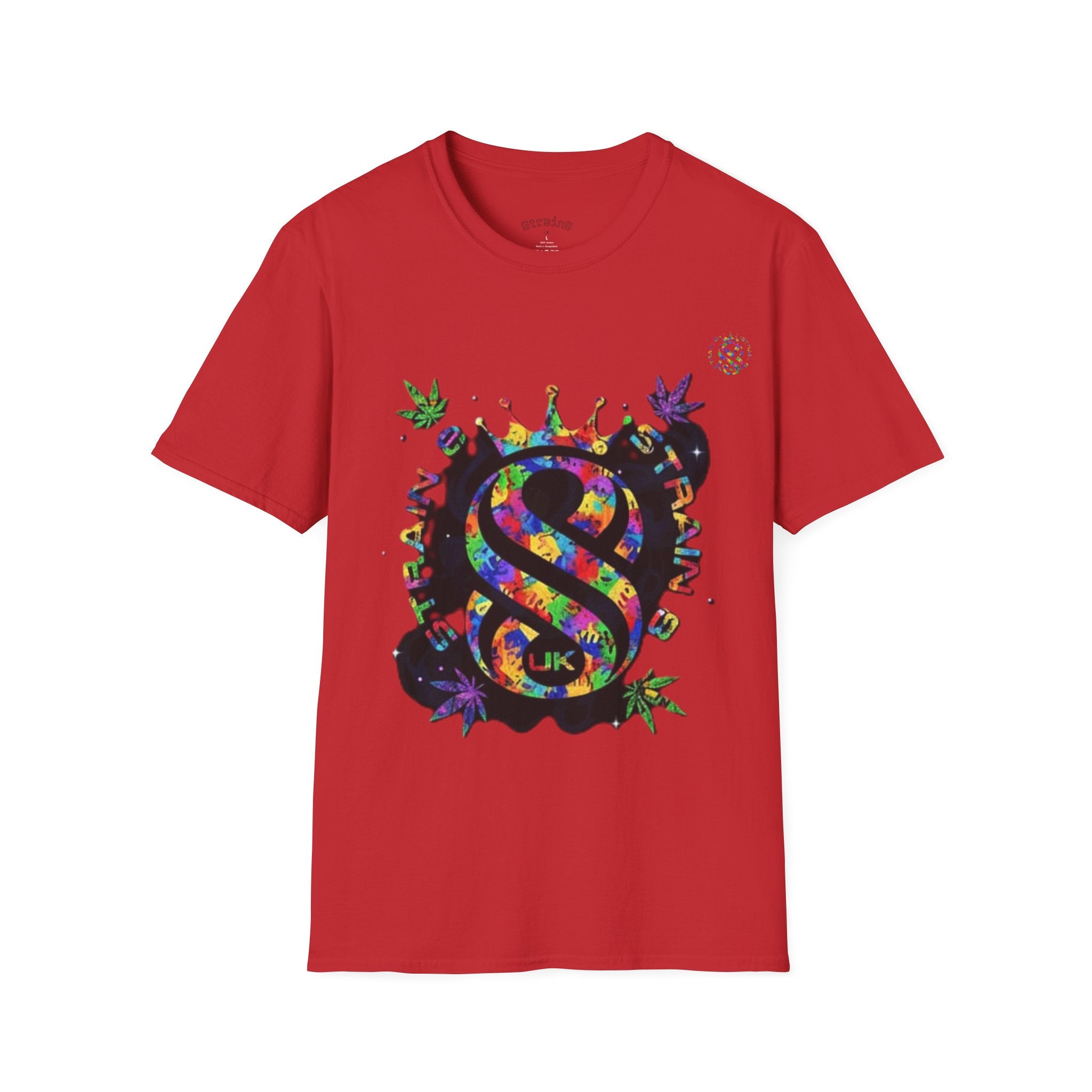 Strain8-UK Psychedelic Crown S8 Logo T-Shirt — Colorful Abstract Graphic Tee