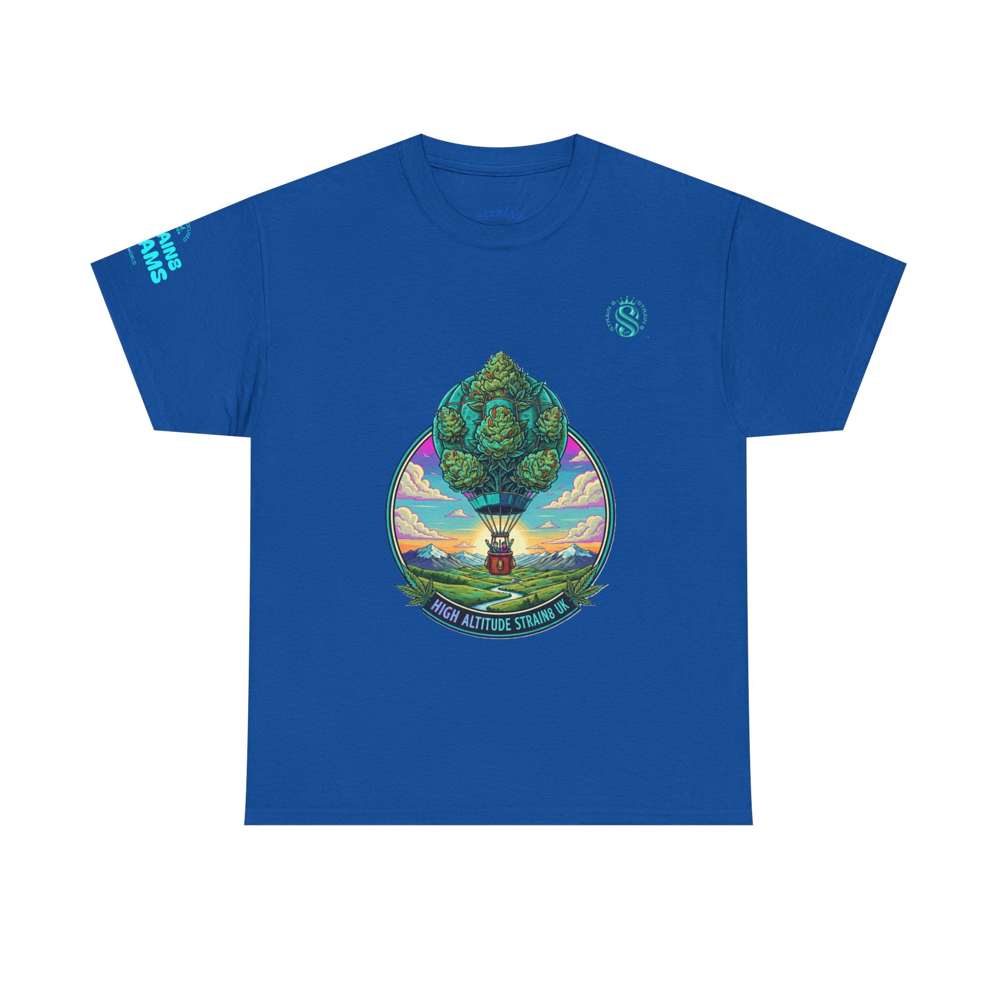 Strain8-UK T-Shirt — "High Altitude Strains" Hot Air Balloon Tree Graphic Tee